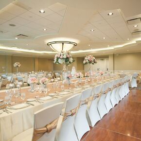 Industrial Ceremony Backdrop and Tall Aisle Decorations