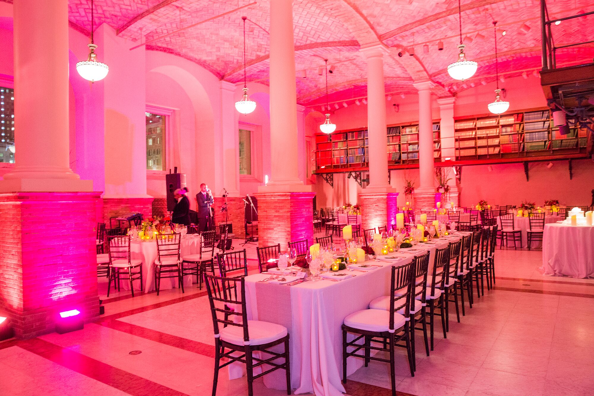 Reading Room Reception With Pink Uplighting