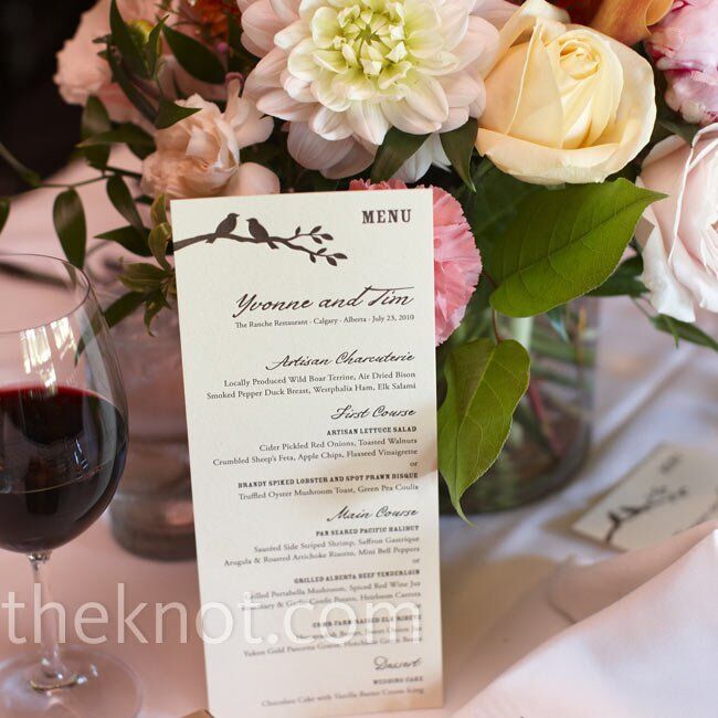 Bird Menu Cards