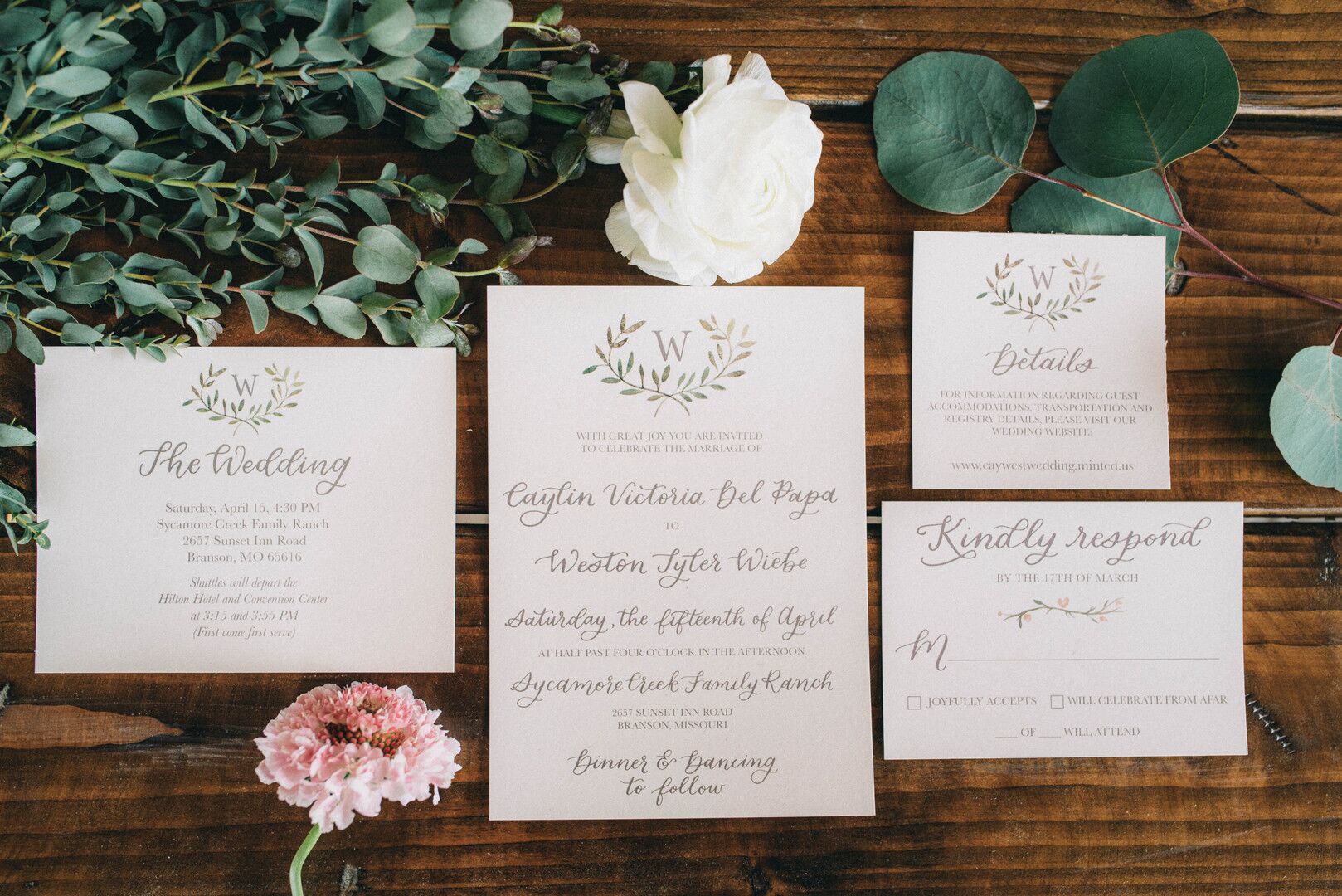 Simple and Sophisticated White Stationery with Calligraphy