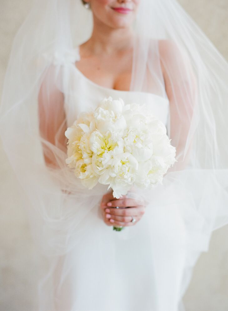 Classic Round White Peony Bridal Bouquet