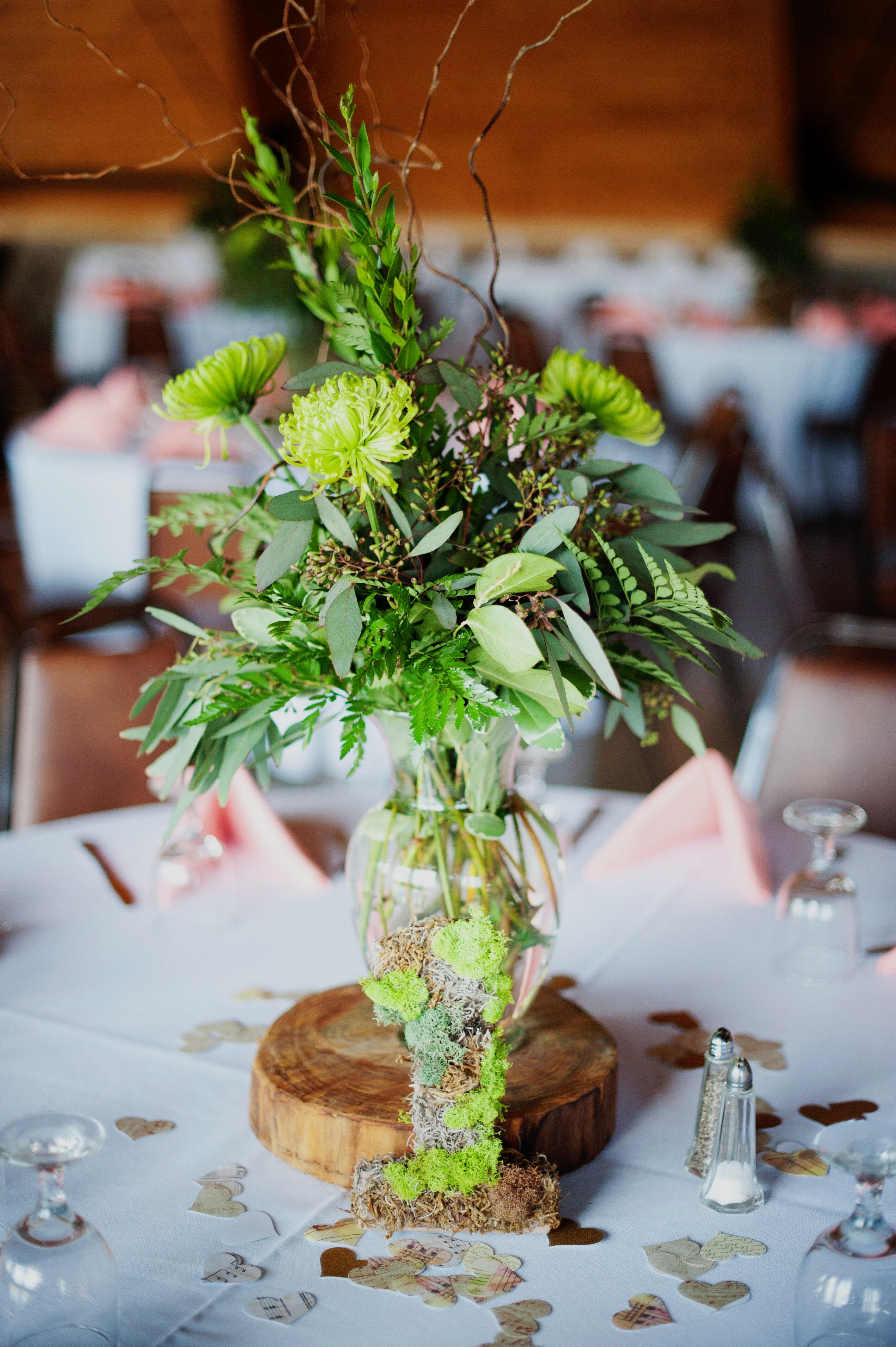 Greenery Centerpiece with Wooden Vase Stand