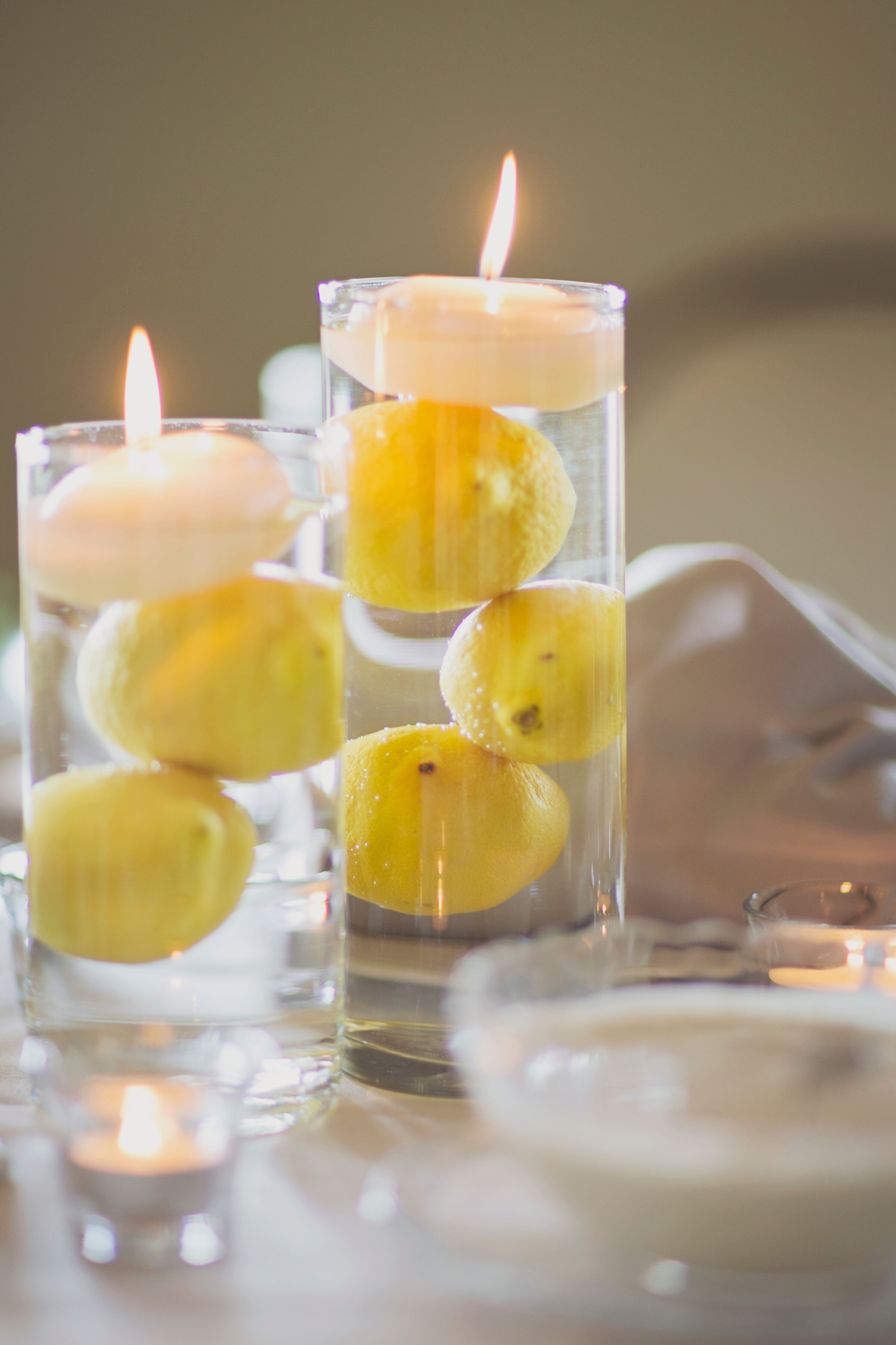 Lemon-Filled Floating Candle Centerpieces