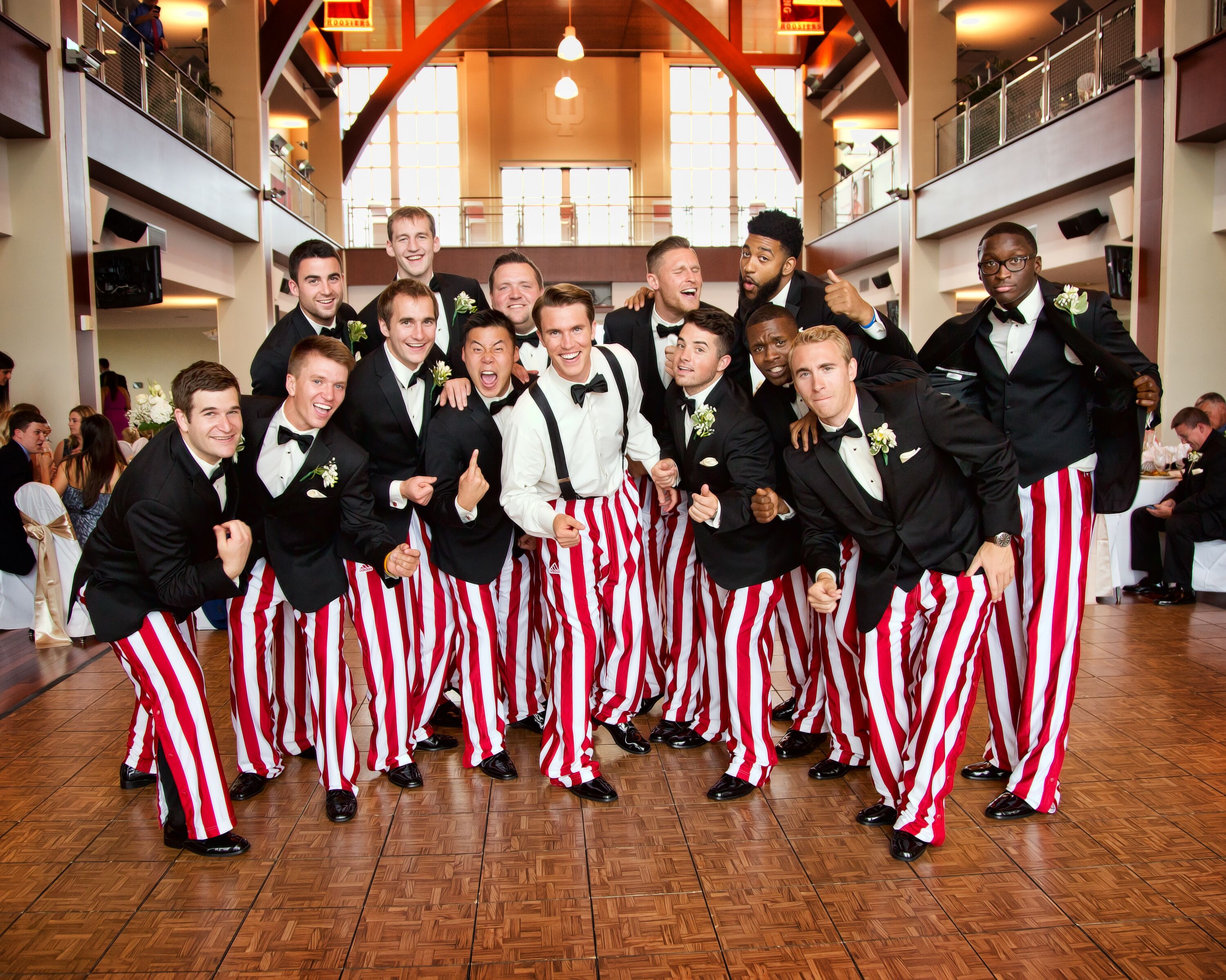 Indiana University Candy Striped Groomsmen Attire