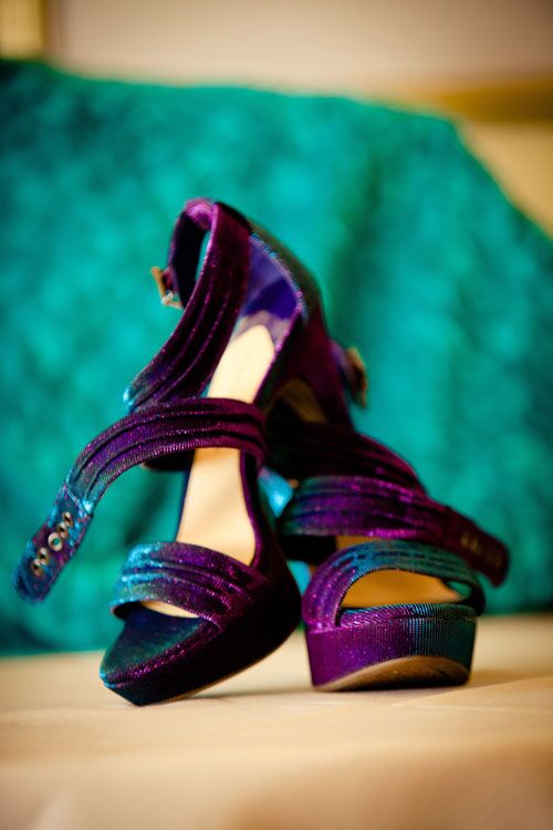 Purple Suede Heel Wedding Shoes