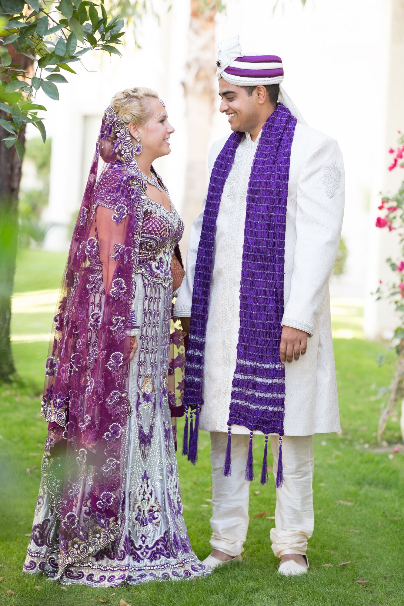 purple and white dress for wedding