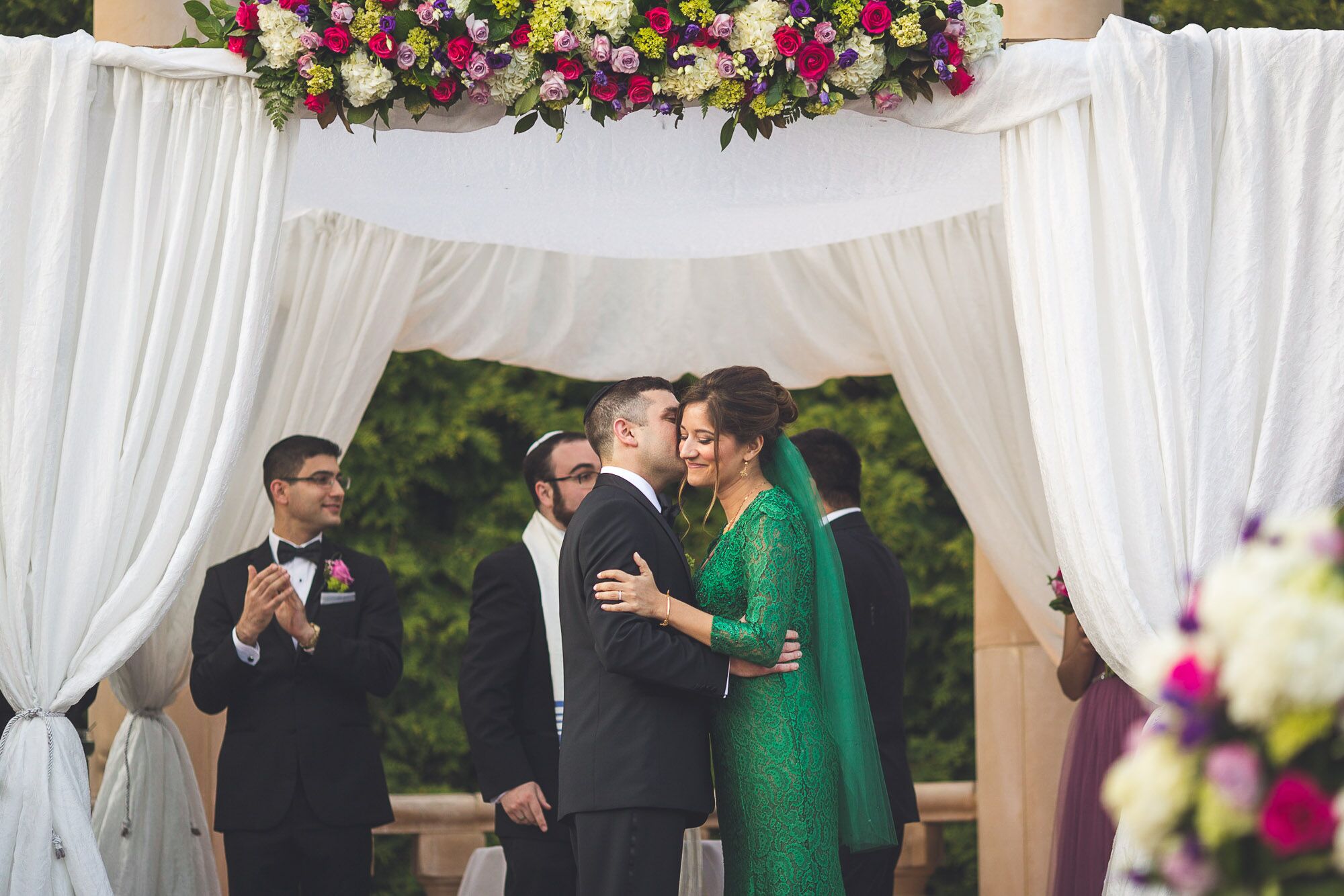 emerald green lace wedding dress