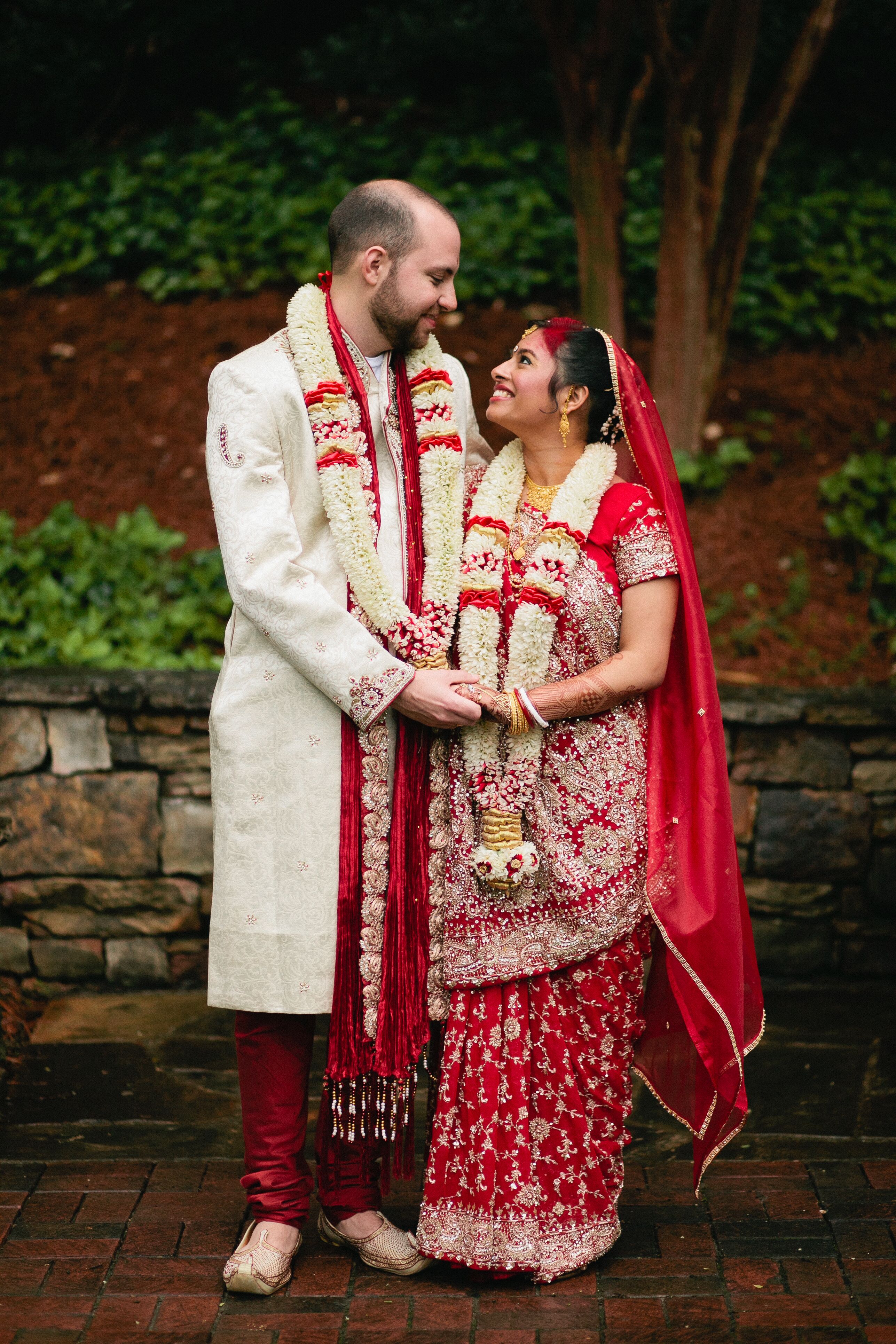 red traditional wedding attire