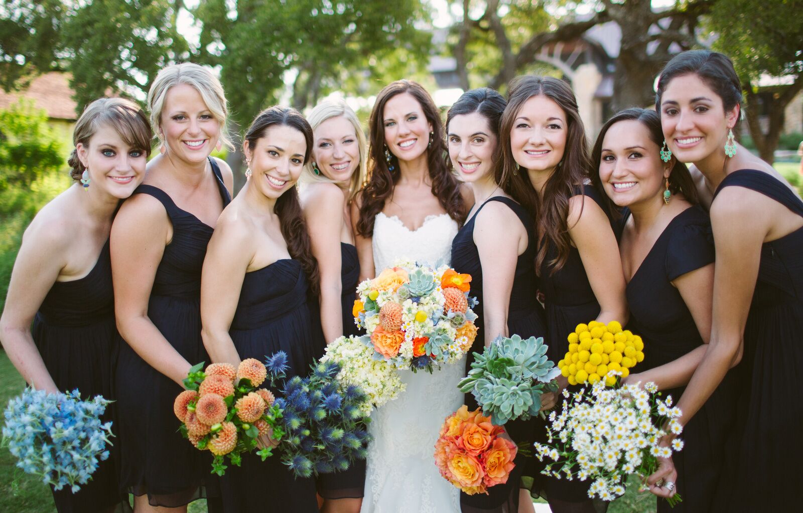 Black bridesmaid hotsell dresses with sunflowers