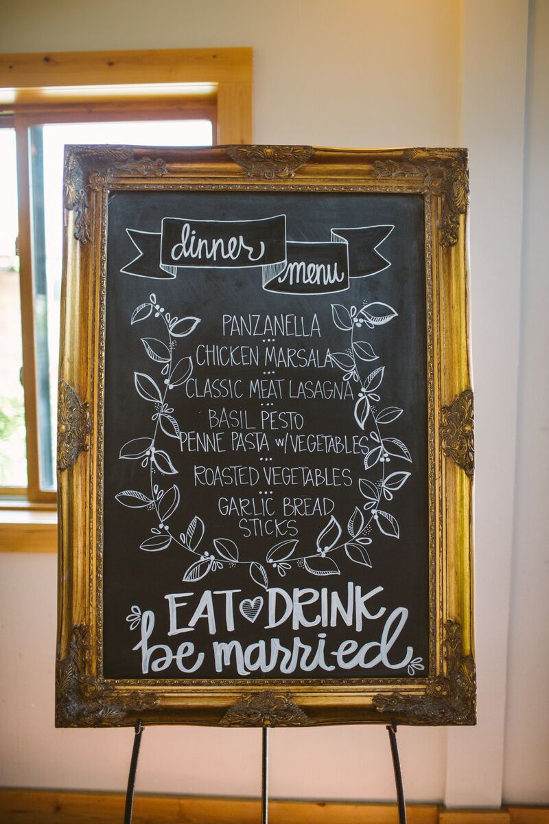 Chalk Board Reception Dinner Menu