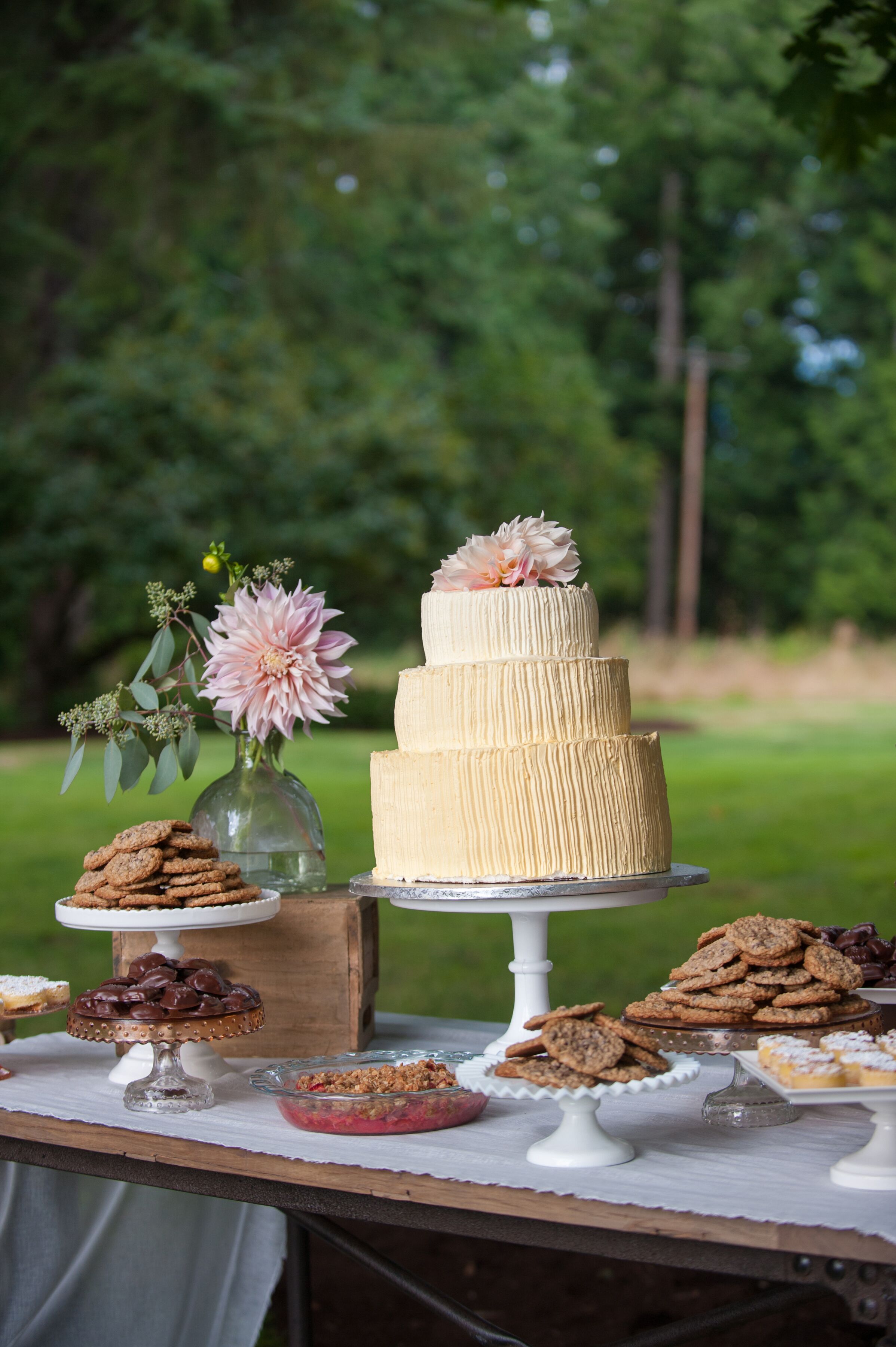 Rustic Outdoor Wedding Cake Display