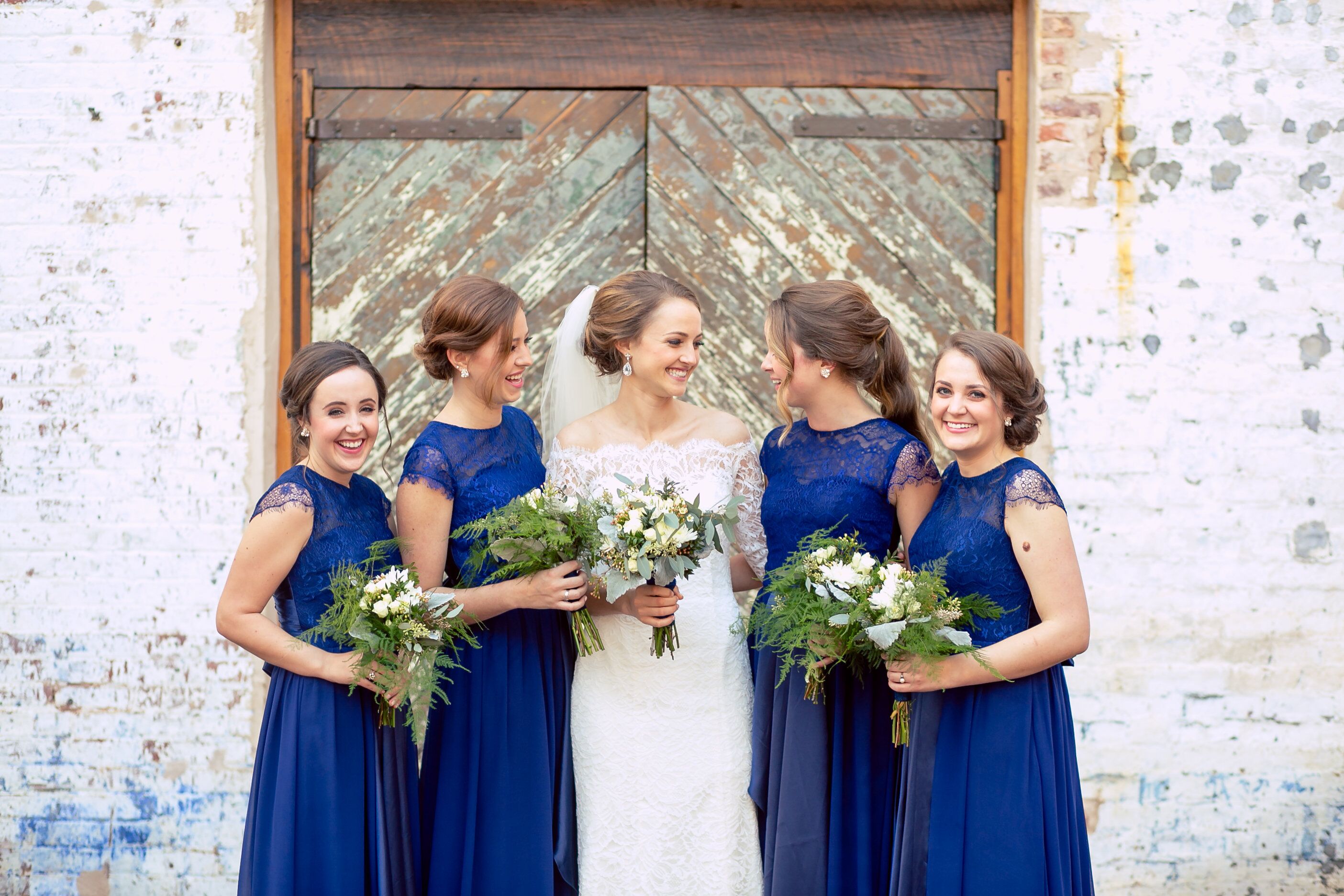 Cobalt Blue Bridesmaid Dresses and Bride