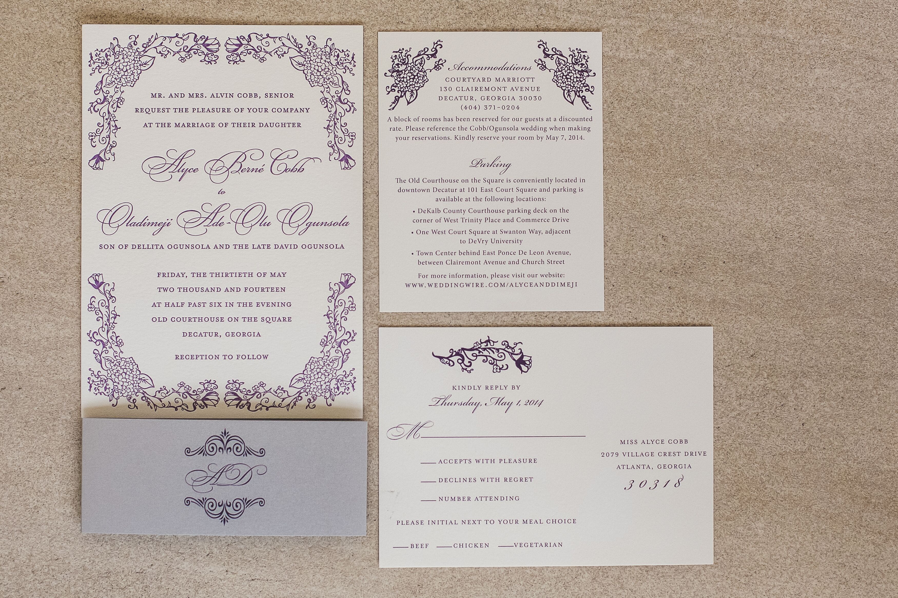 Regal Purple Stationery Suite