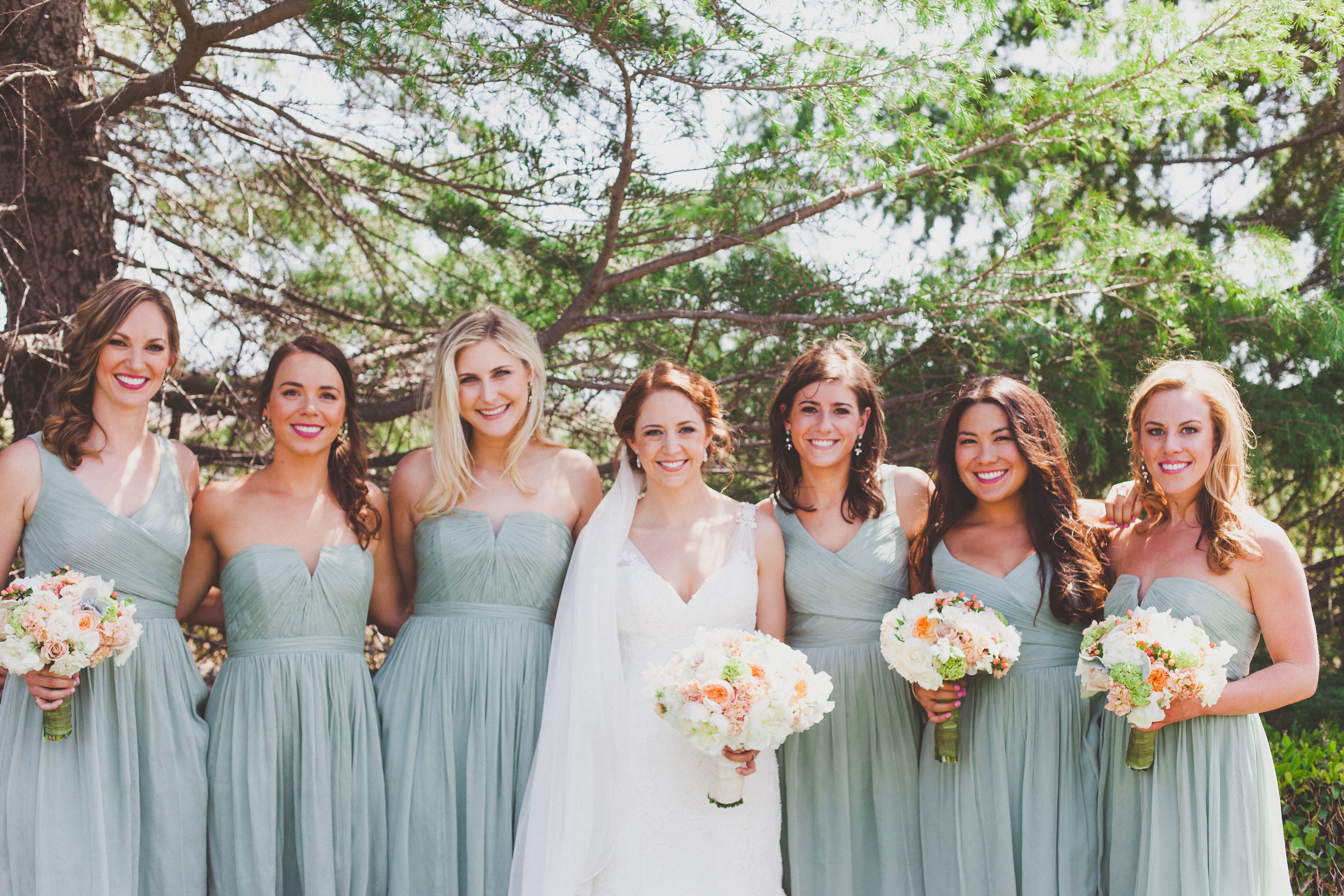 Ivory green shop bridesmaid dresses