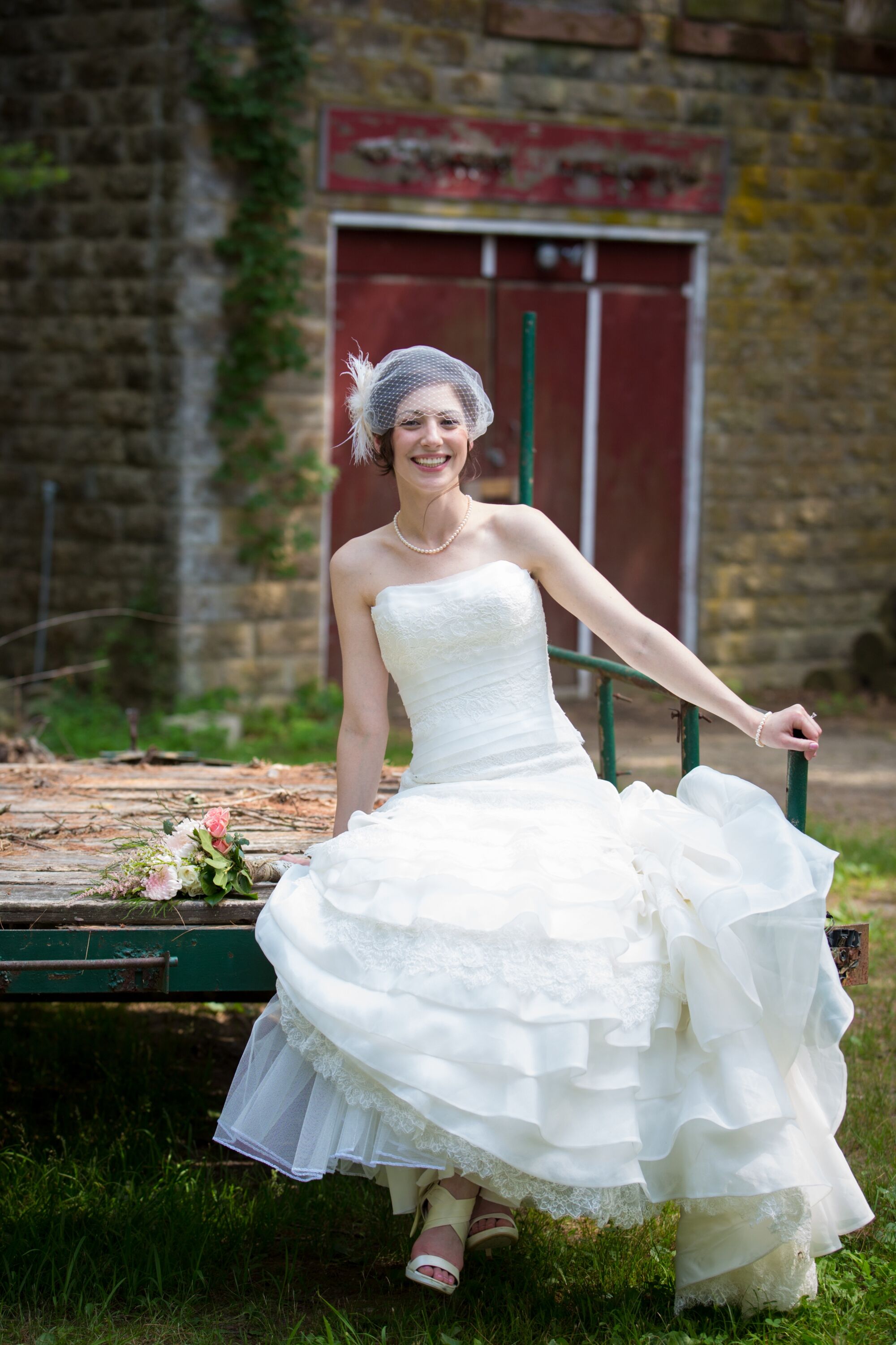 Ruffled, Lace Essence of Australia Wedding Dress