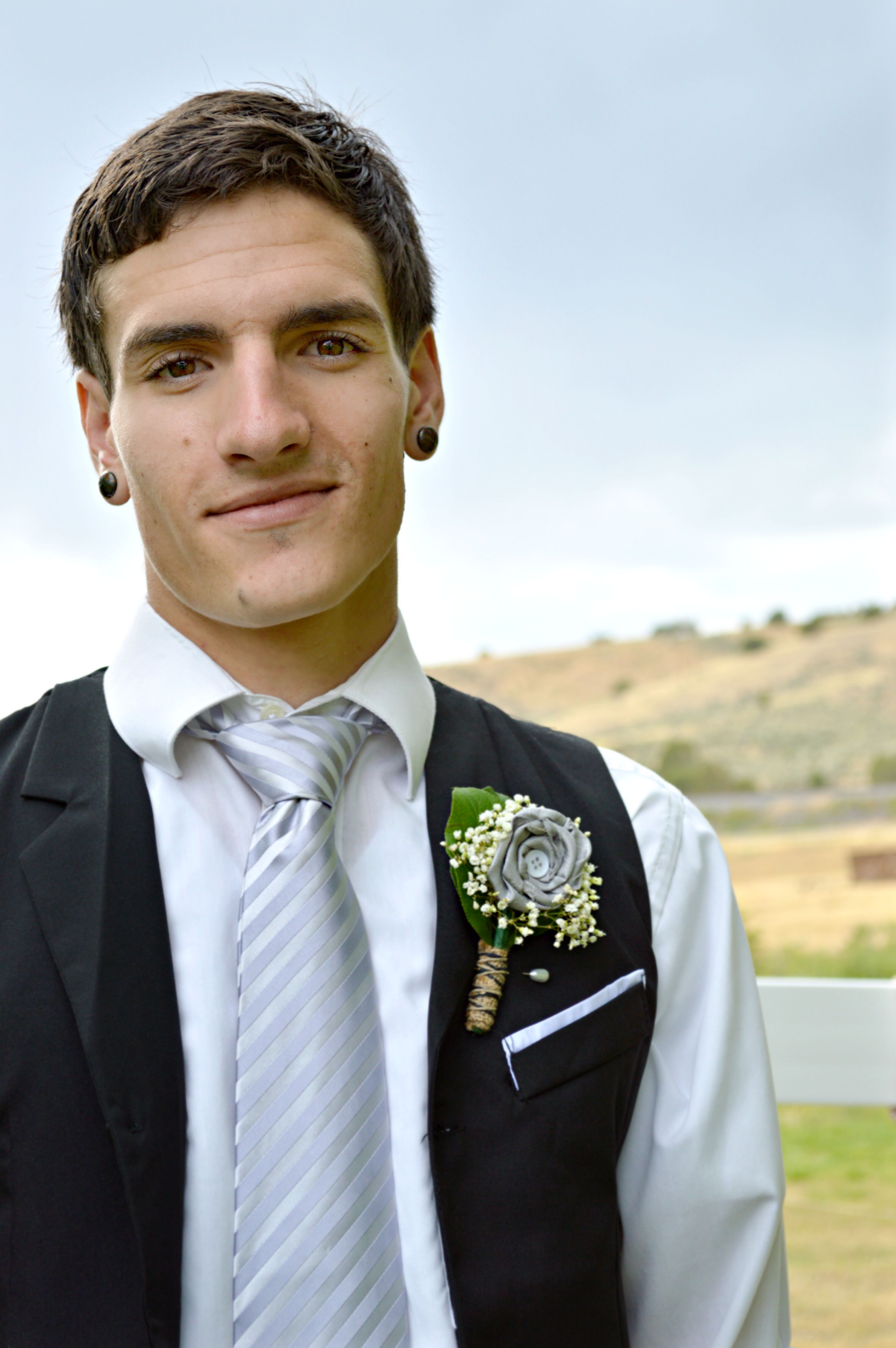 Whimsical Boutonniere with Fabric Flower and Button