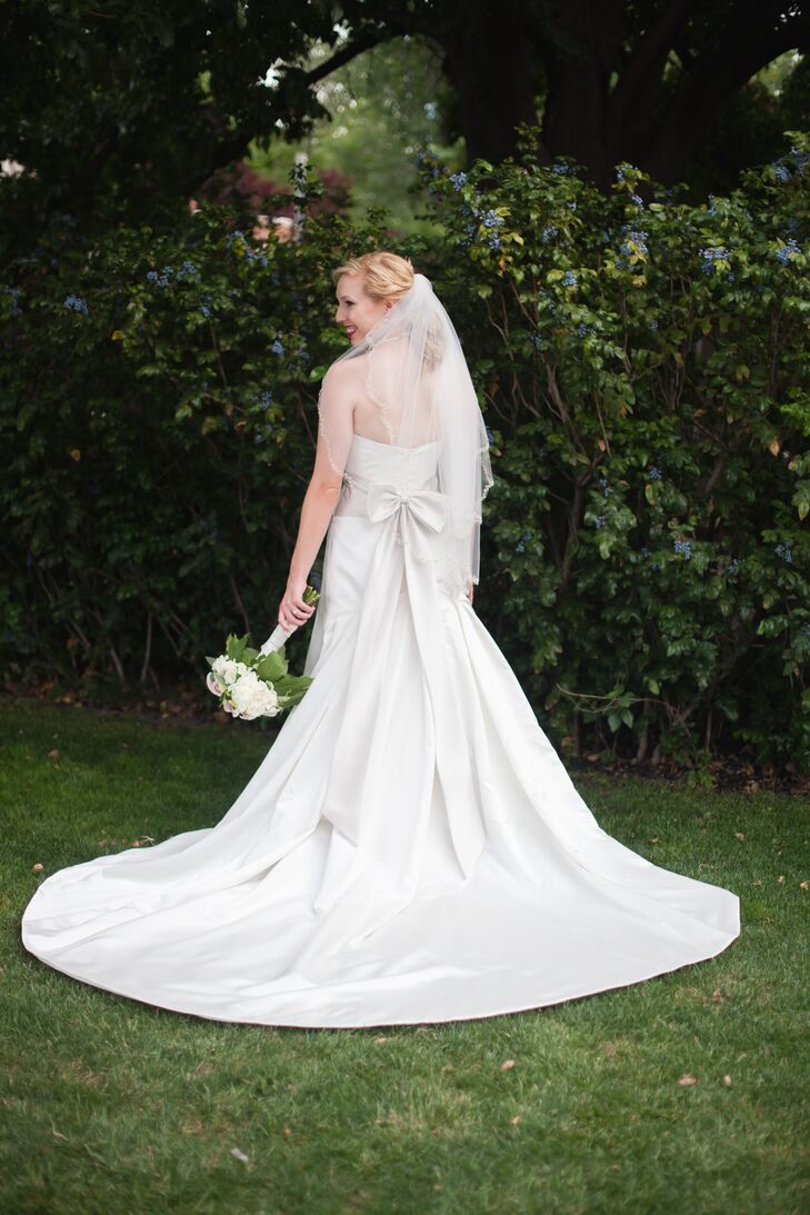 Classic White A Line  Bridal  Dress  with Train and Beaded 