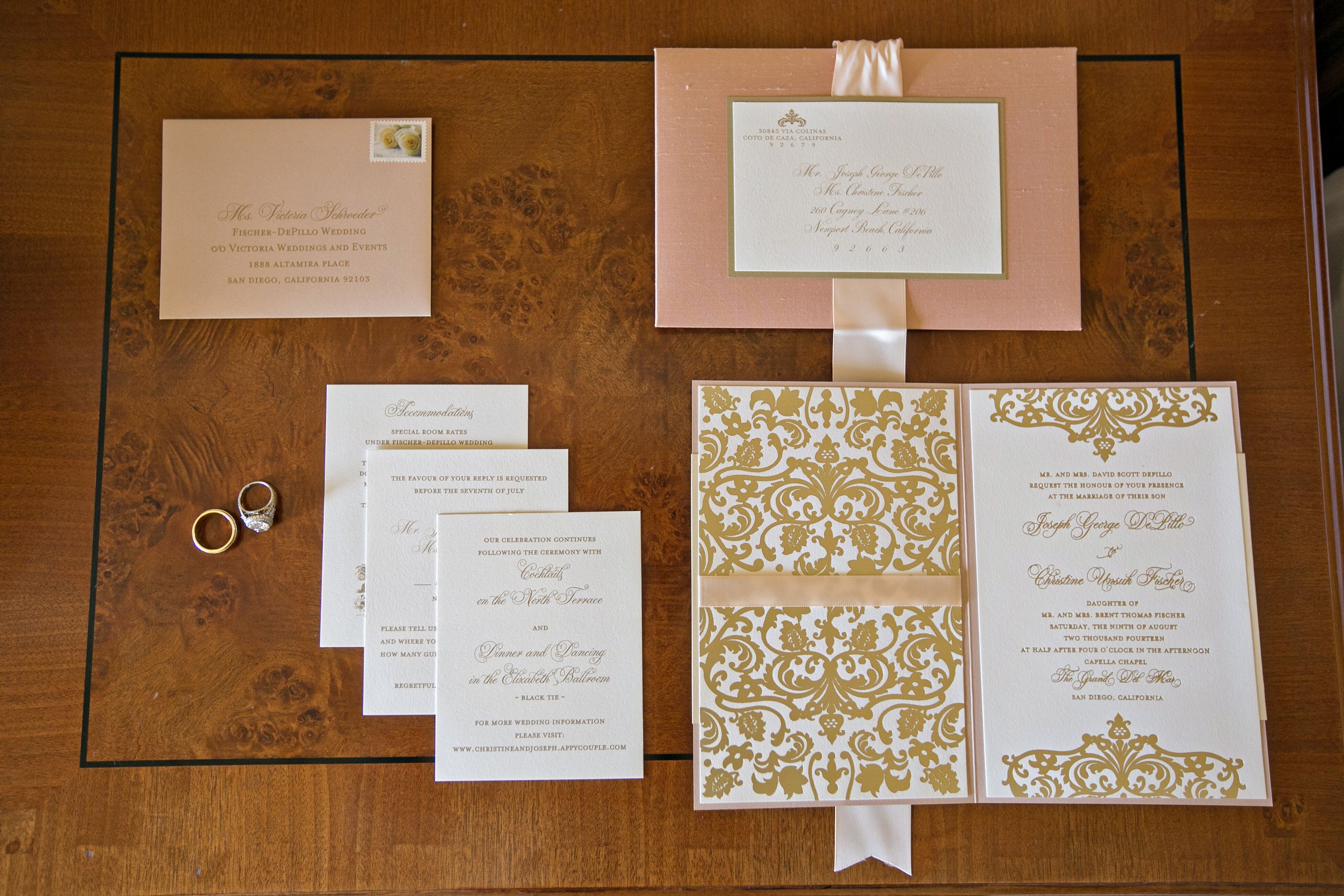 Pink And Champagne Wedding Invitations 7