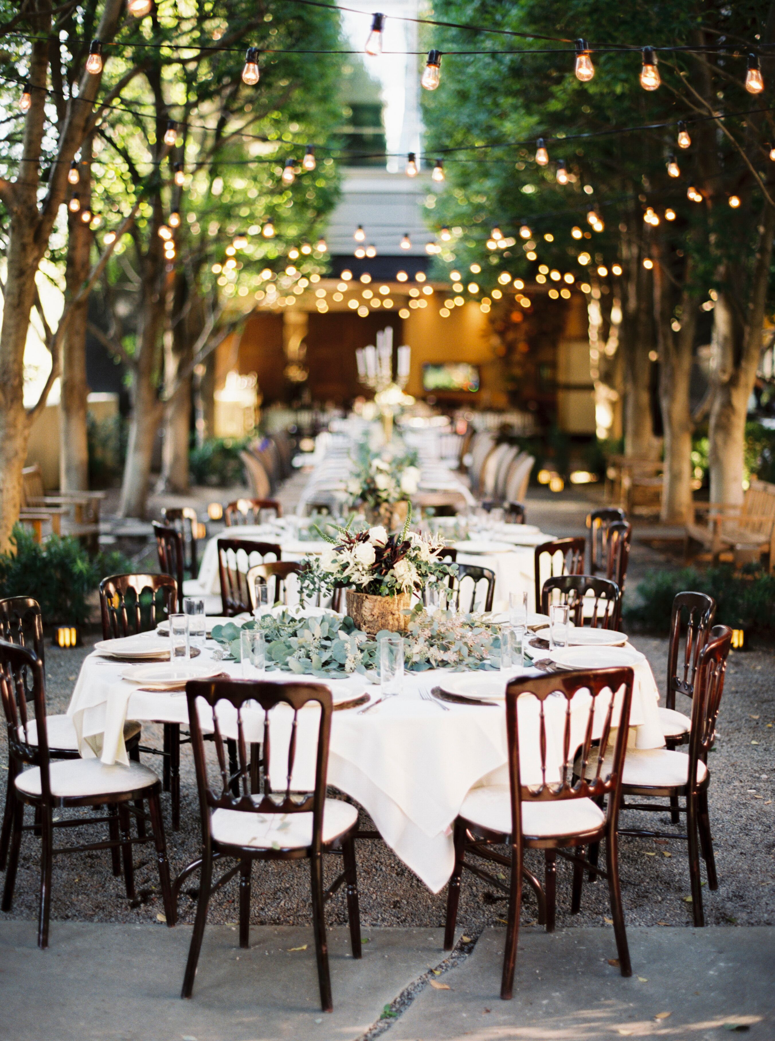 String Light Courtyard Reception in Dallas