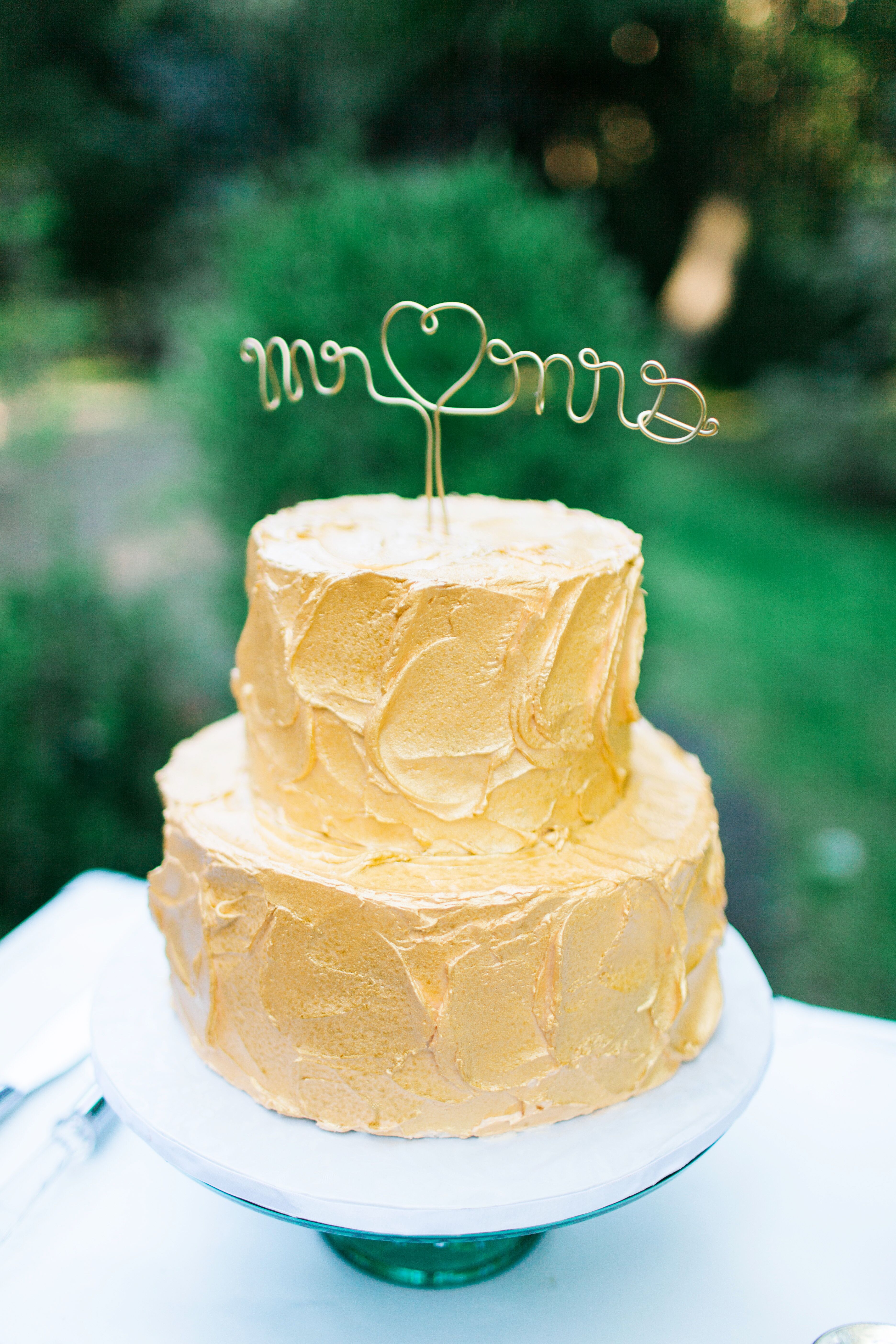 Gold Frosted TwoTier Wedding Cake