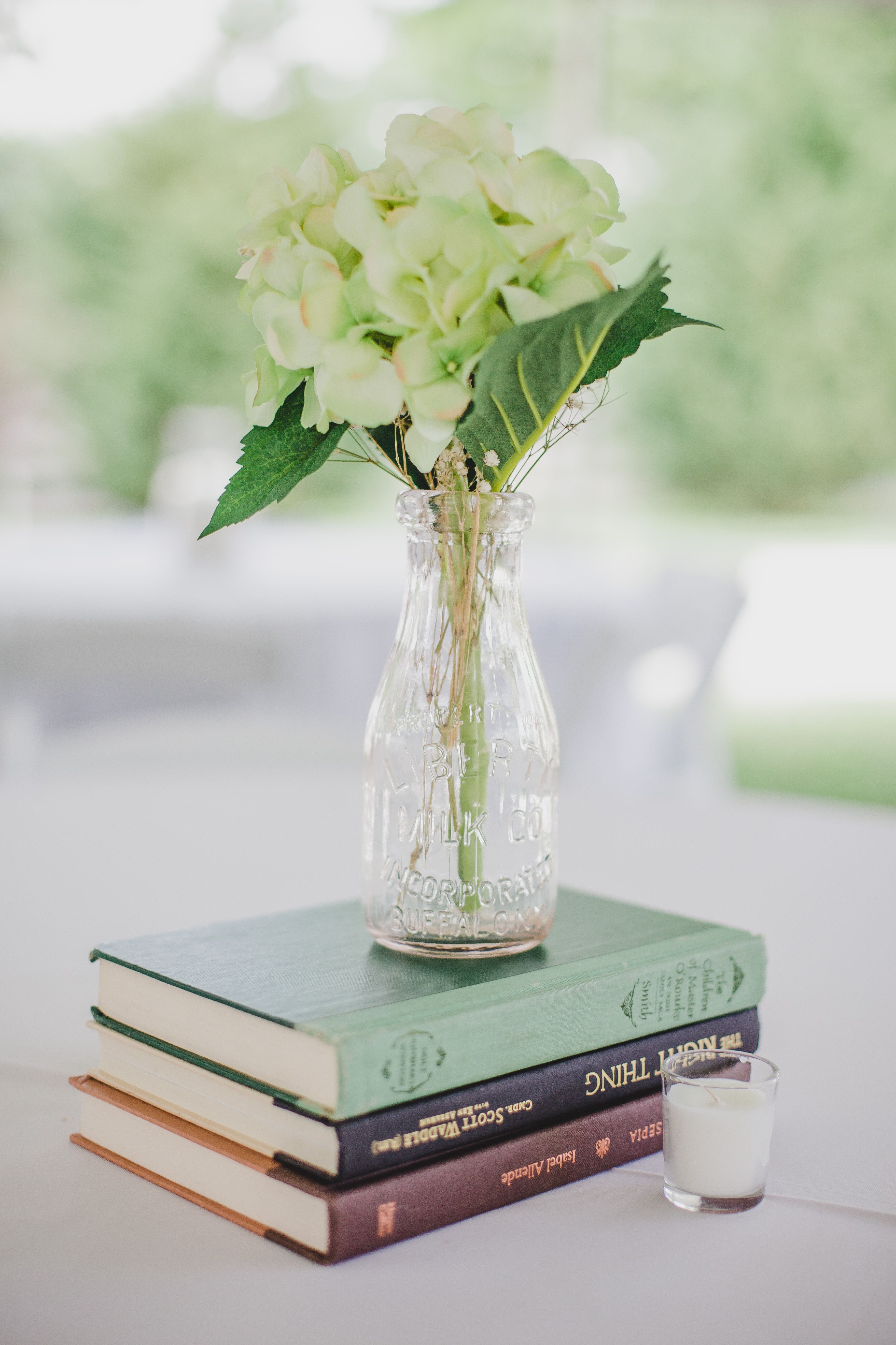 Vintage Book Centerpiece With Flower Jar