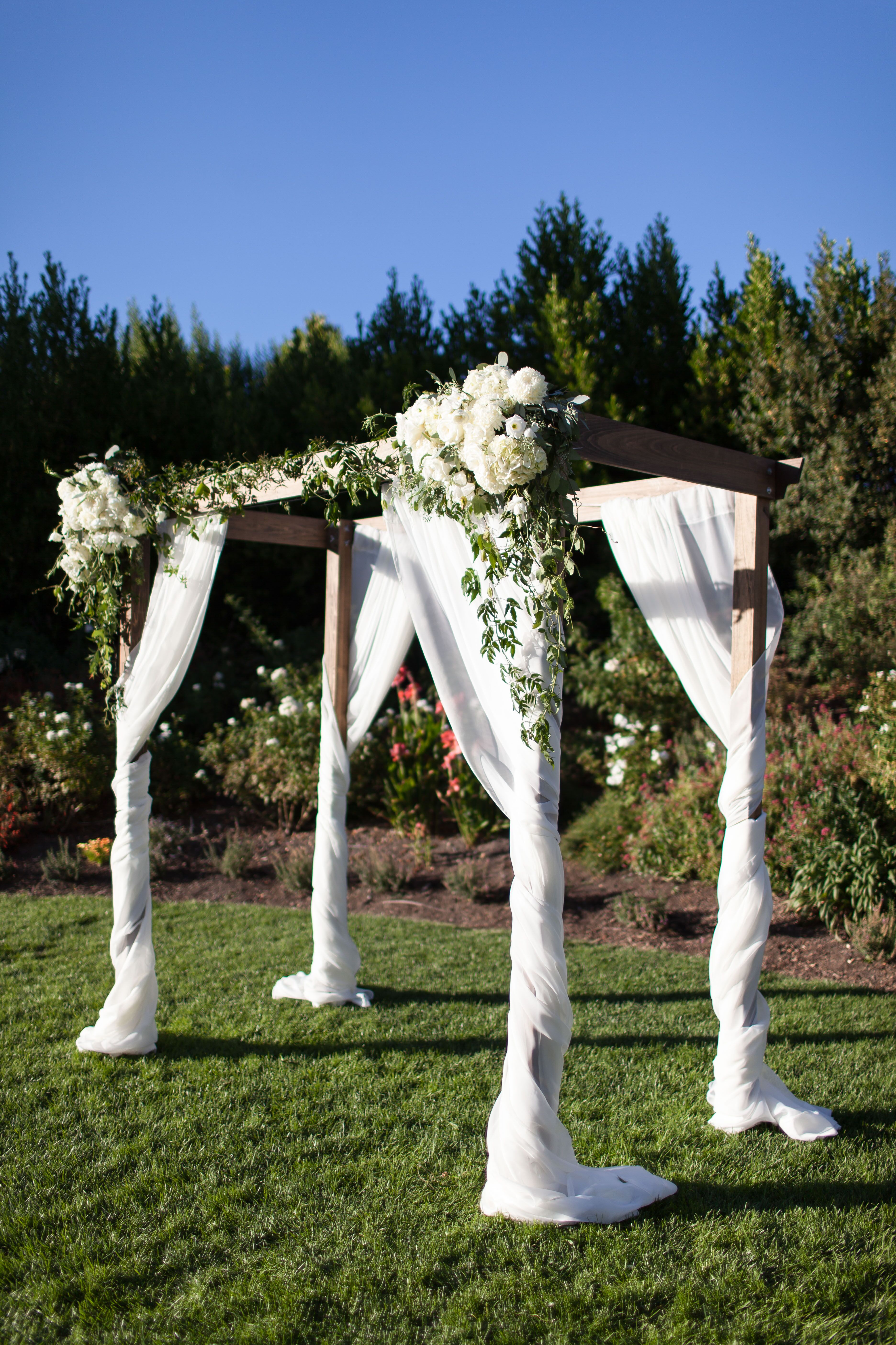 Ivory Draped Wood Trellis