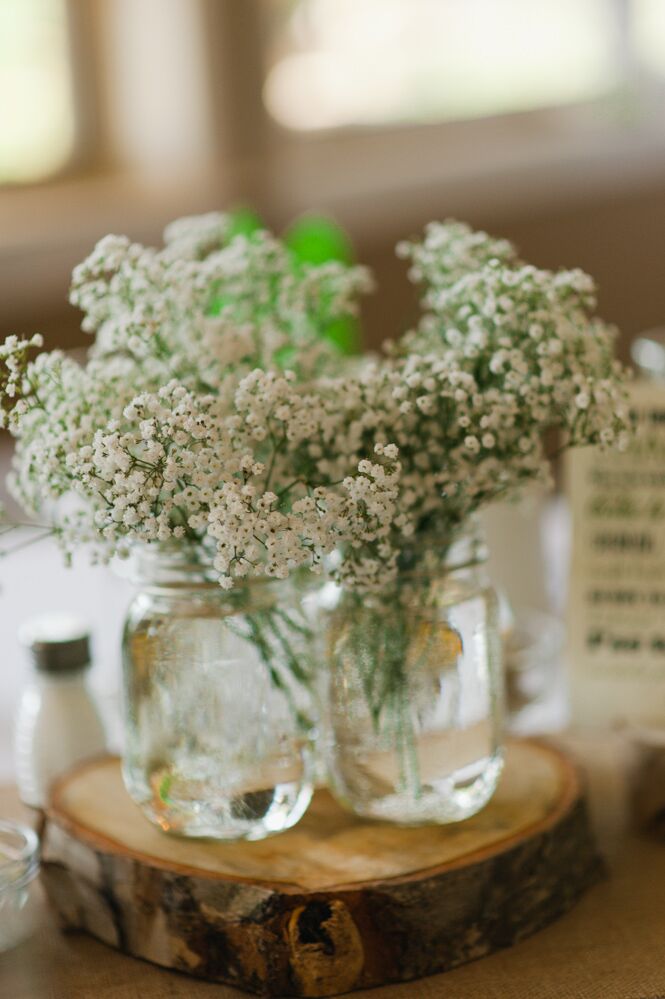 Baby's Breath in Mason Jar Centerpieces