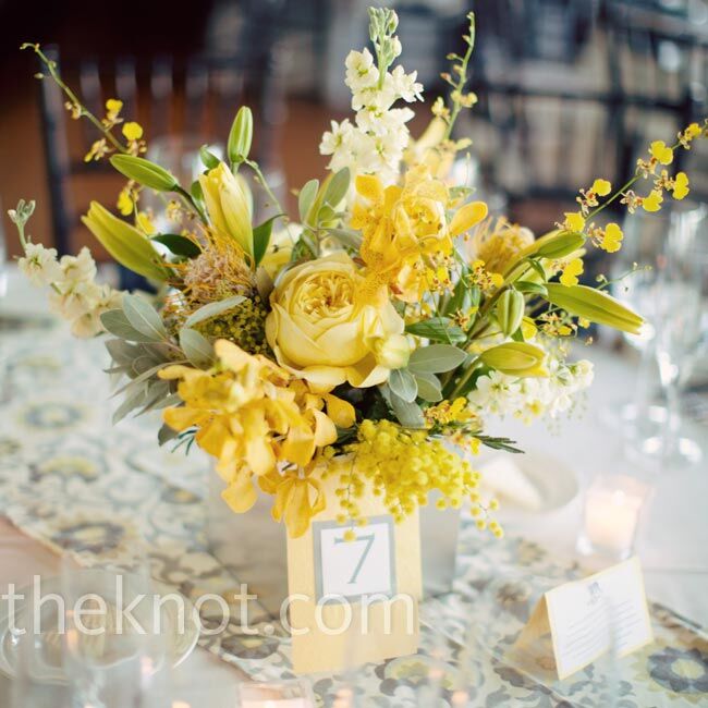 yellow flowers centerpieces