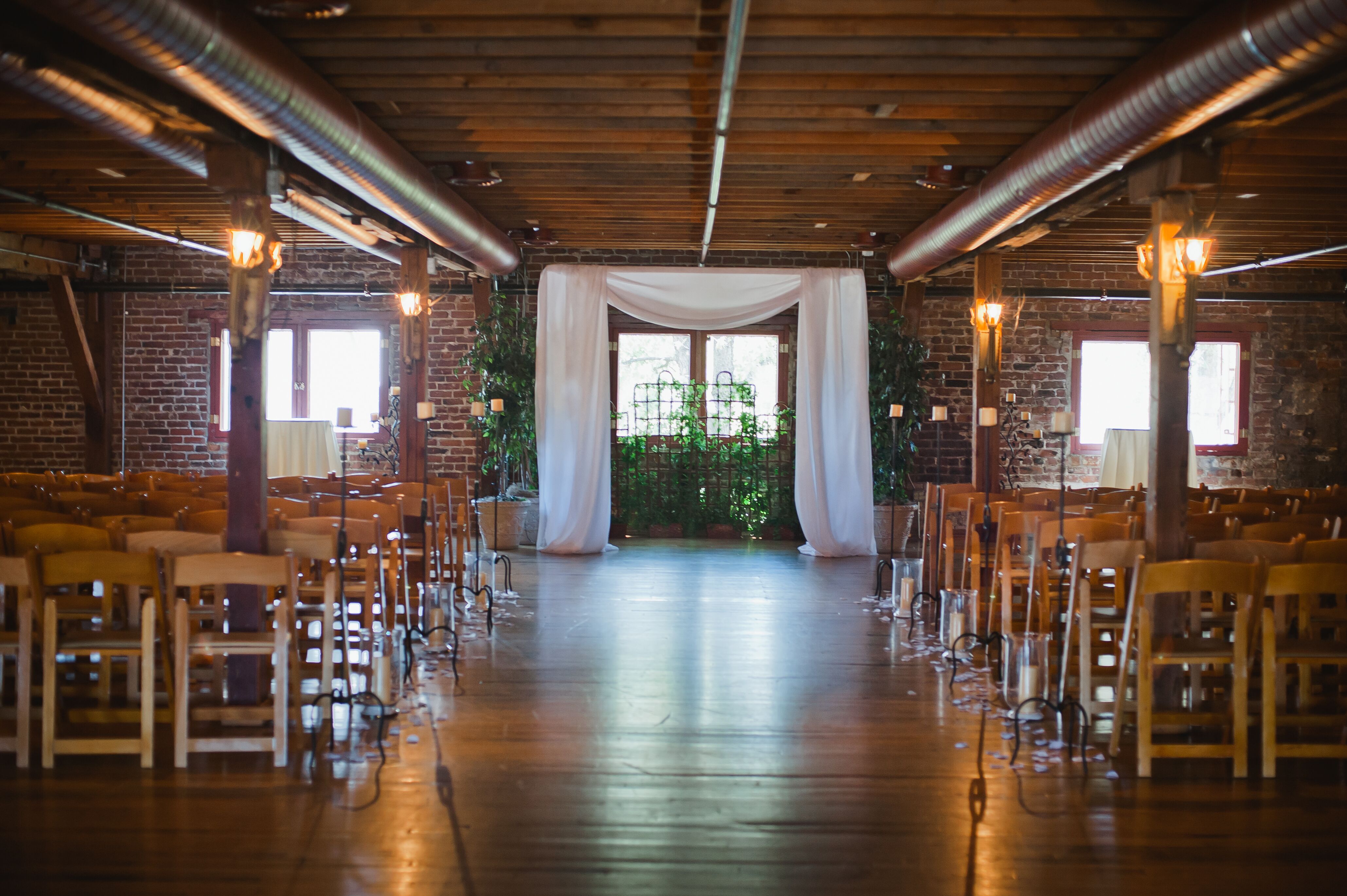 Rustic Ceremony at Mitten Building Venue 