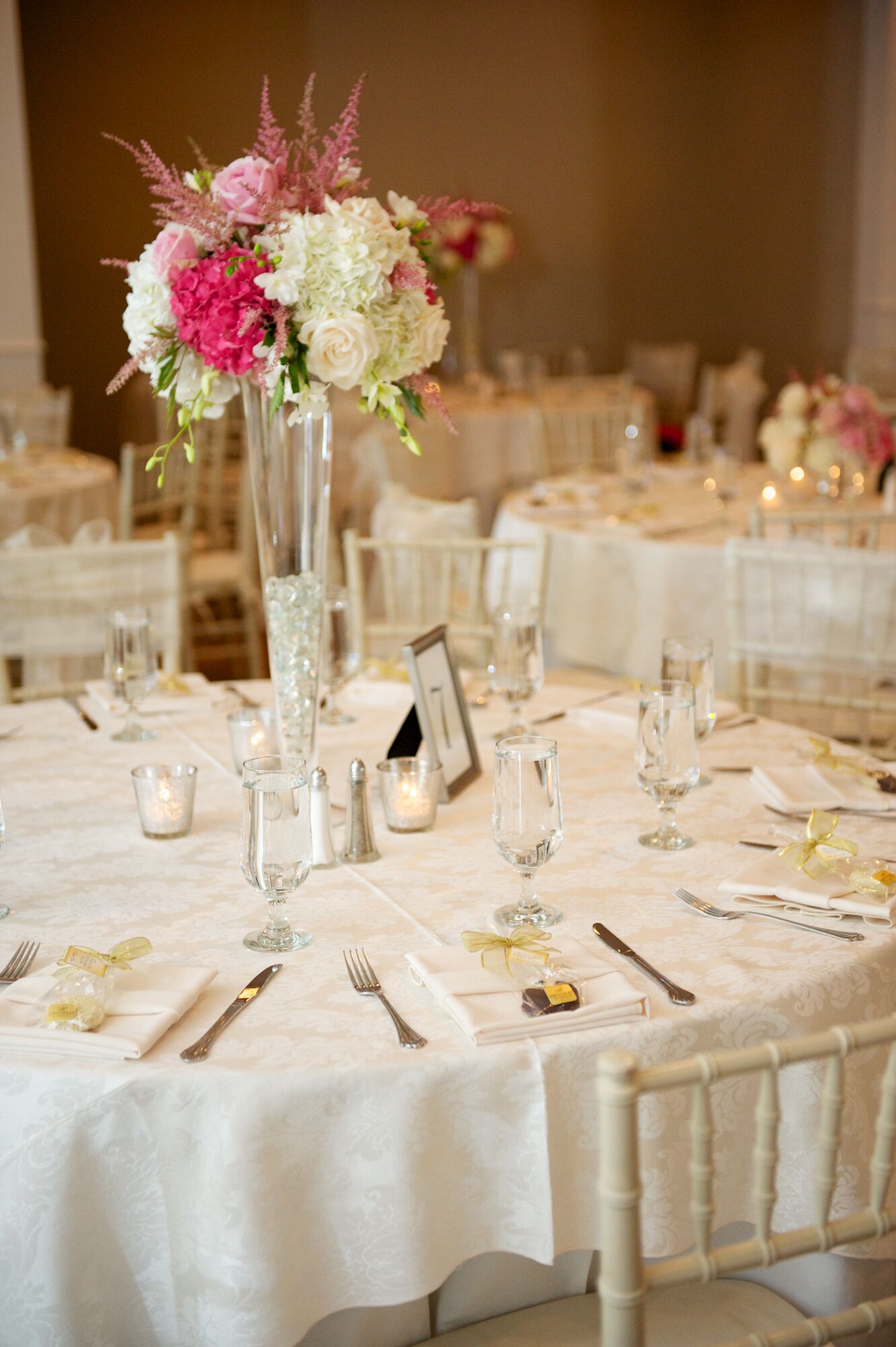 Classic Garden Rose and Hydrangea Tall Centerpiece