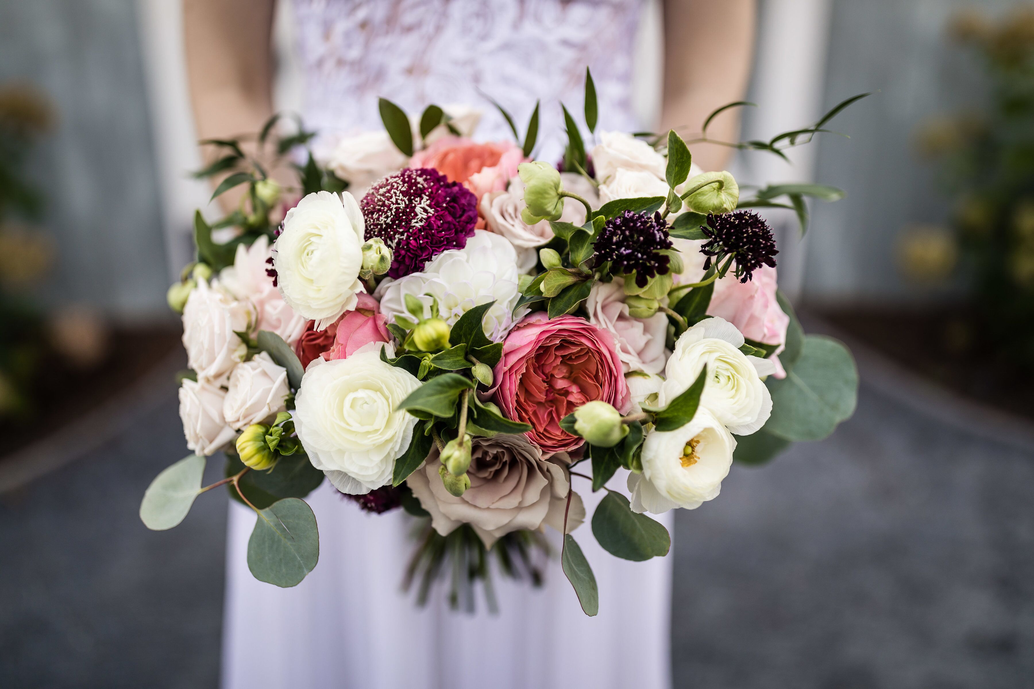 Rose, Ranunculus and Scabiosa Bouquet