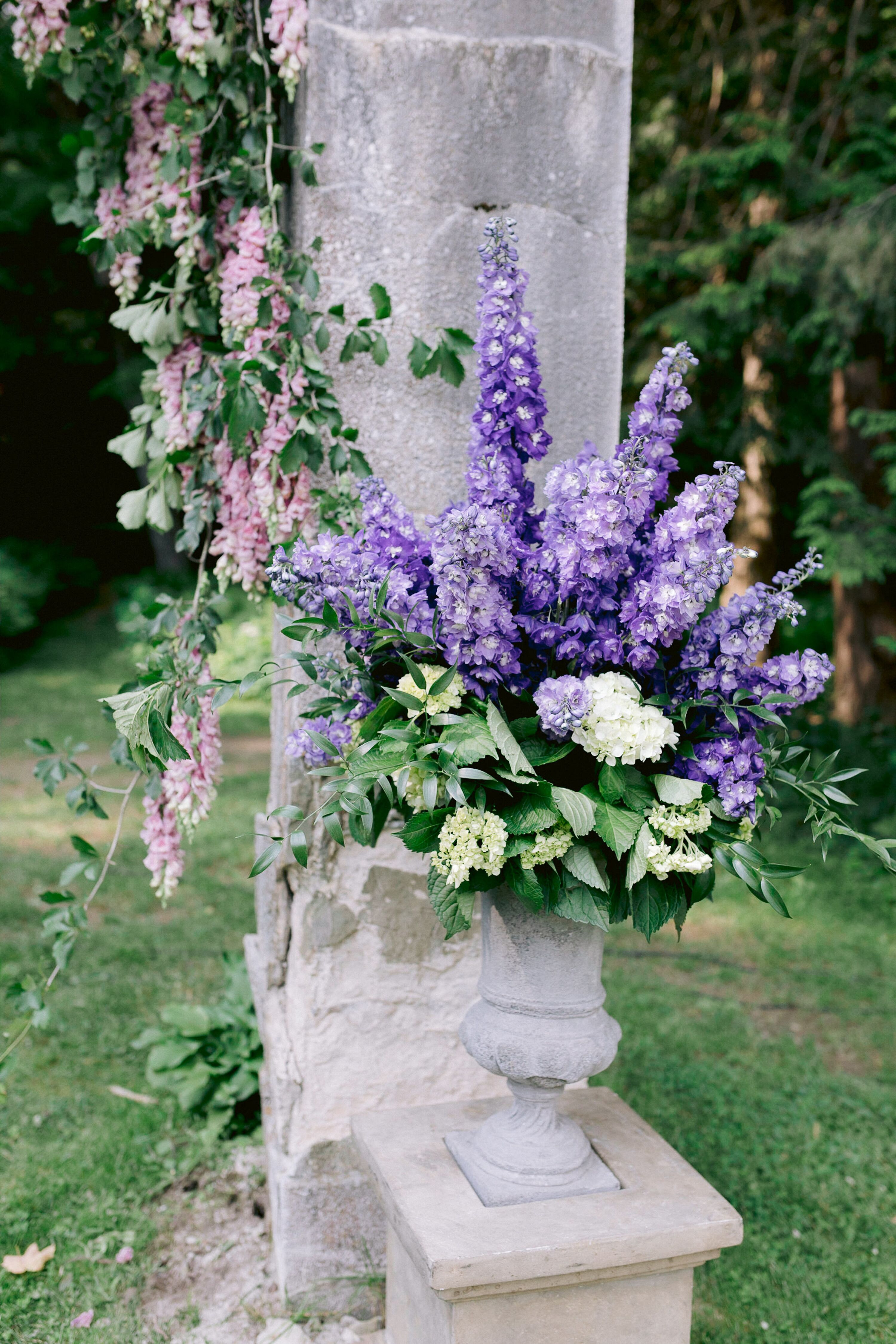 Wisteria Wedding Ceremony Floral Arrangement