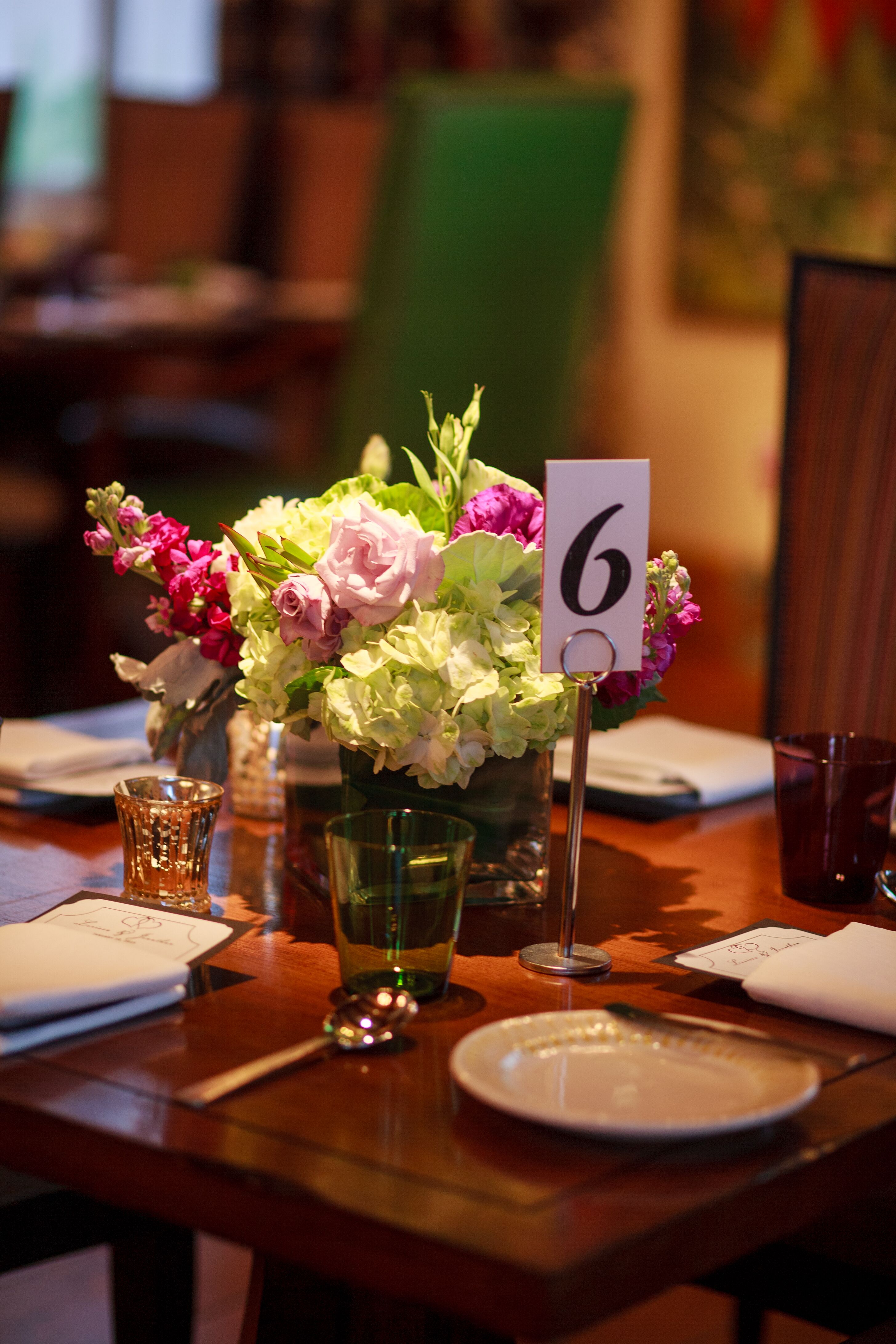 Pink Peony And Green Hydrangea Floral Centerpieces
