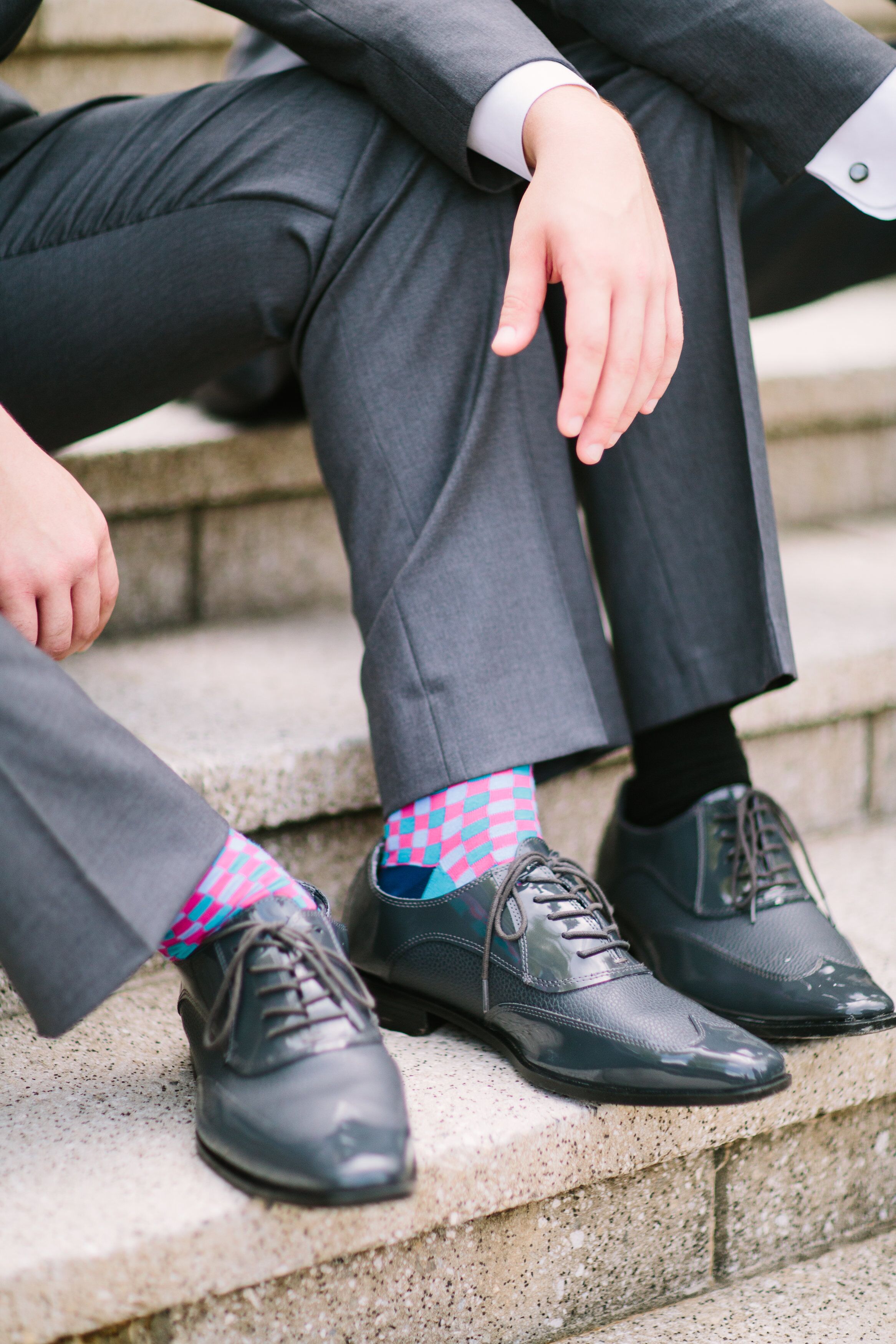 Colorful Pink Groomsmen Socks