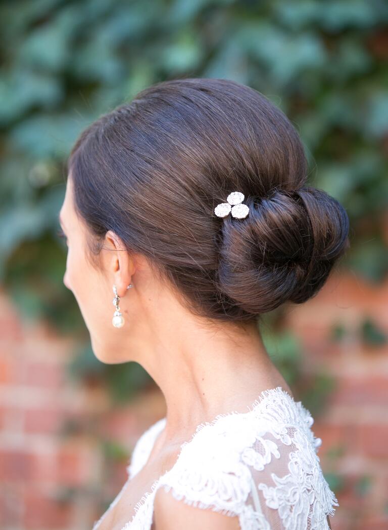 Low chignon bridal hairstyle