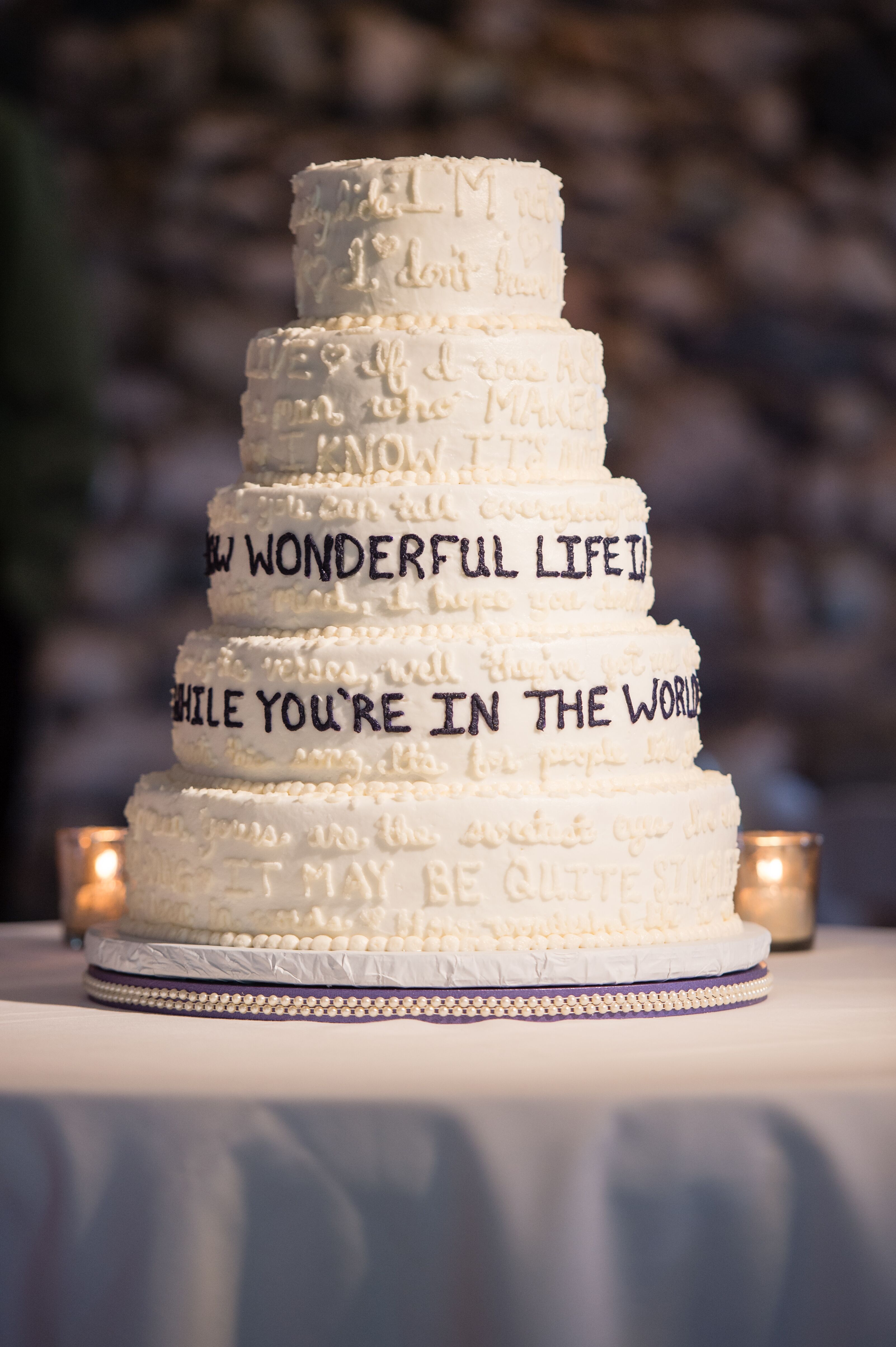 Wedding Cake with Song Lyrics