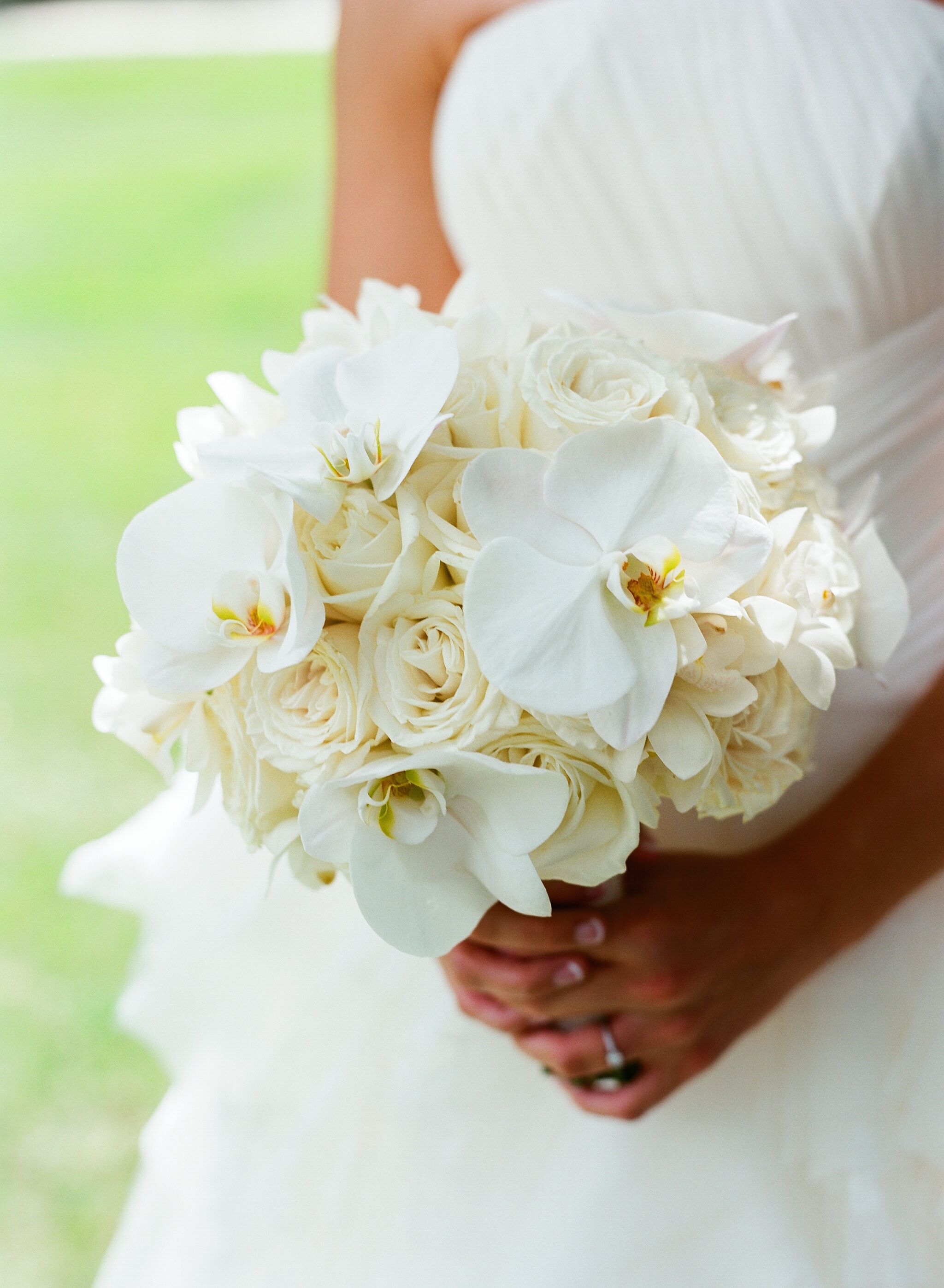 Ivory Orchid And Rose Bouquet