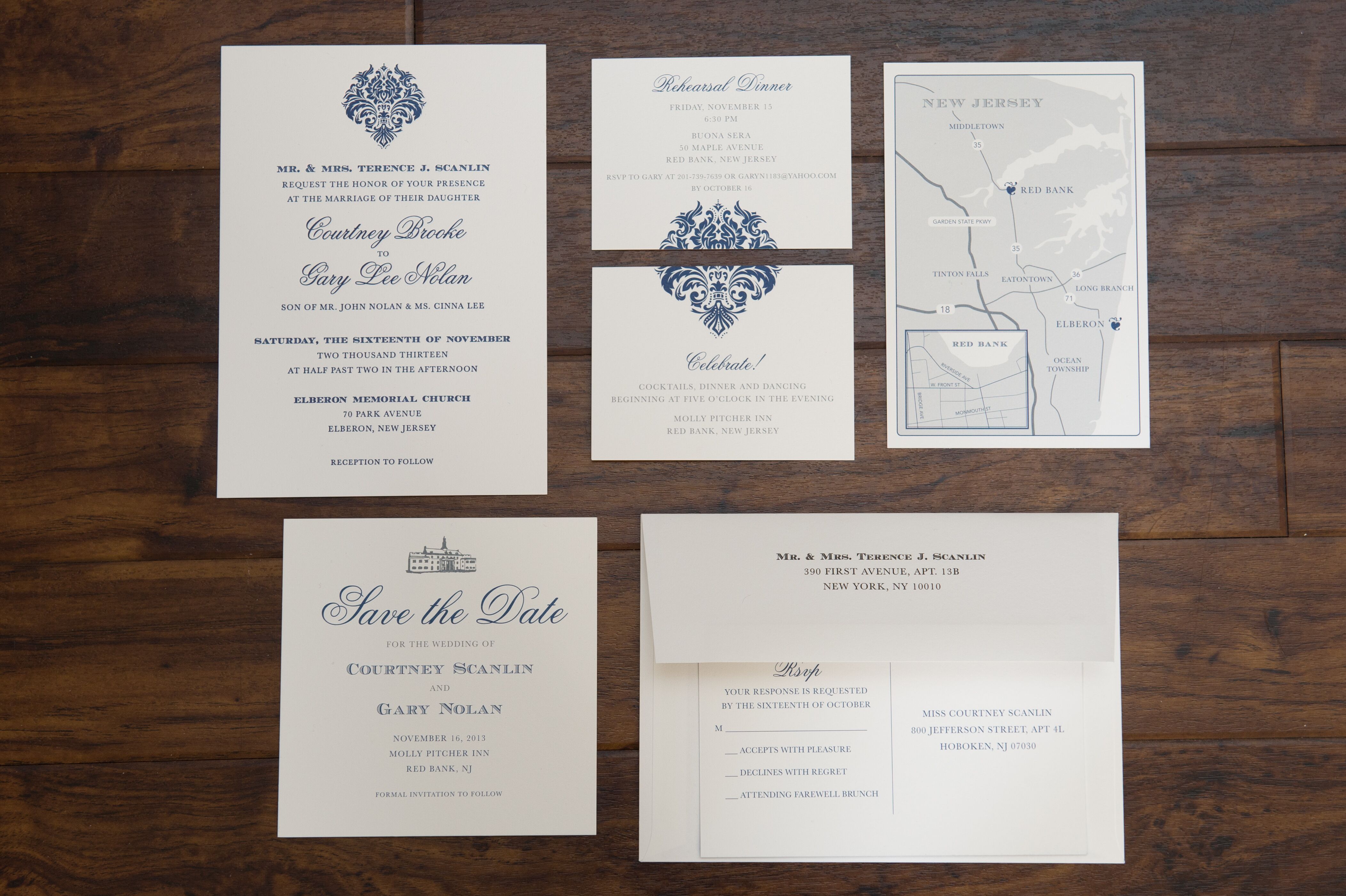 Classic Navy and White Invitation Suite