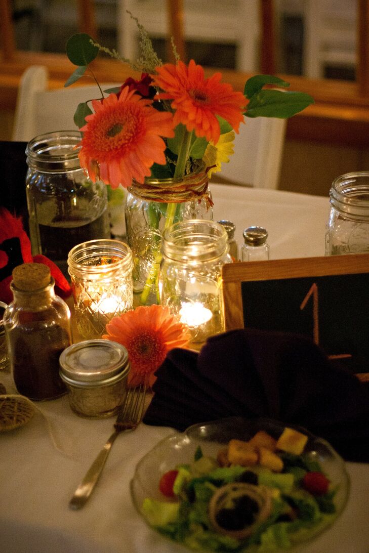 Gerbera Daisy and Mason Jar Table Decor