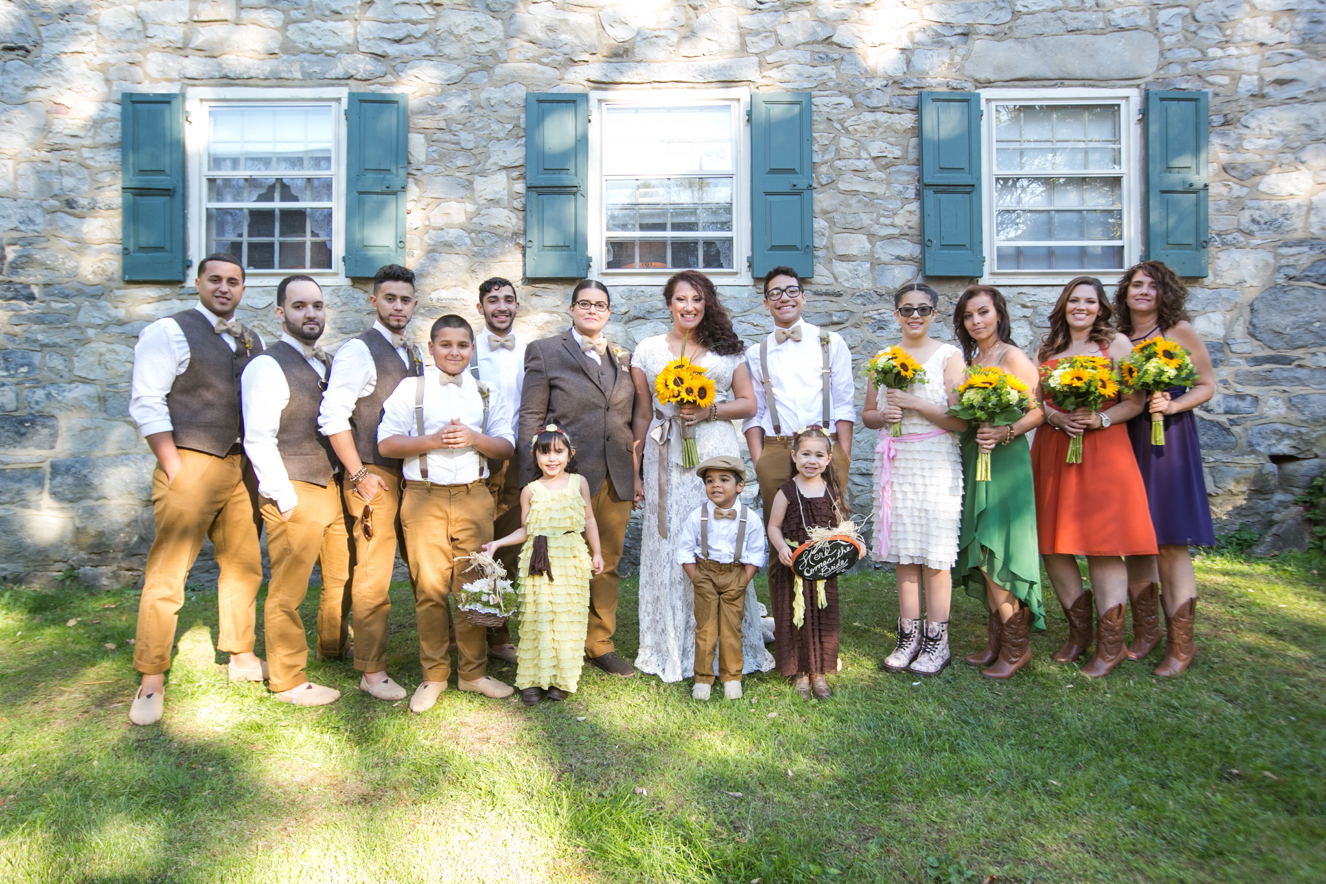 Rustic and Bright Wedding Party Attire