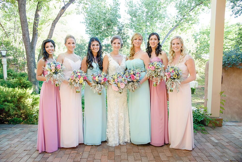 Pastel coloured store bridesmaid dresses