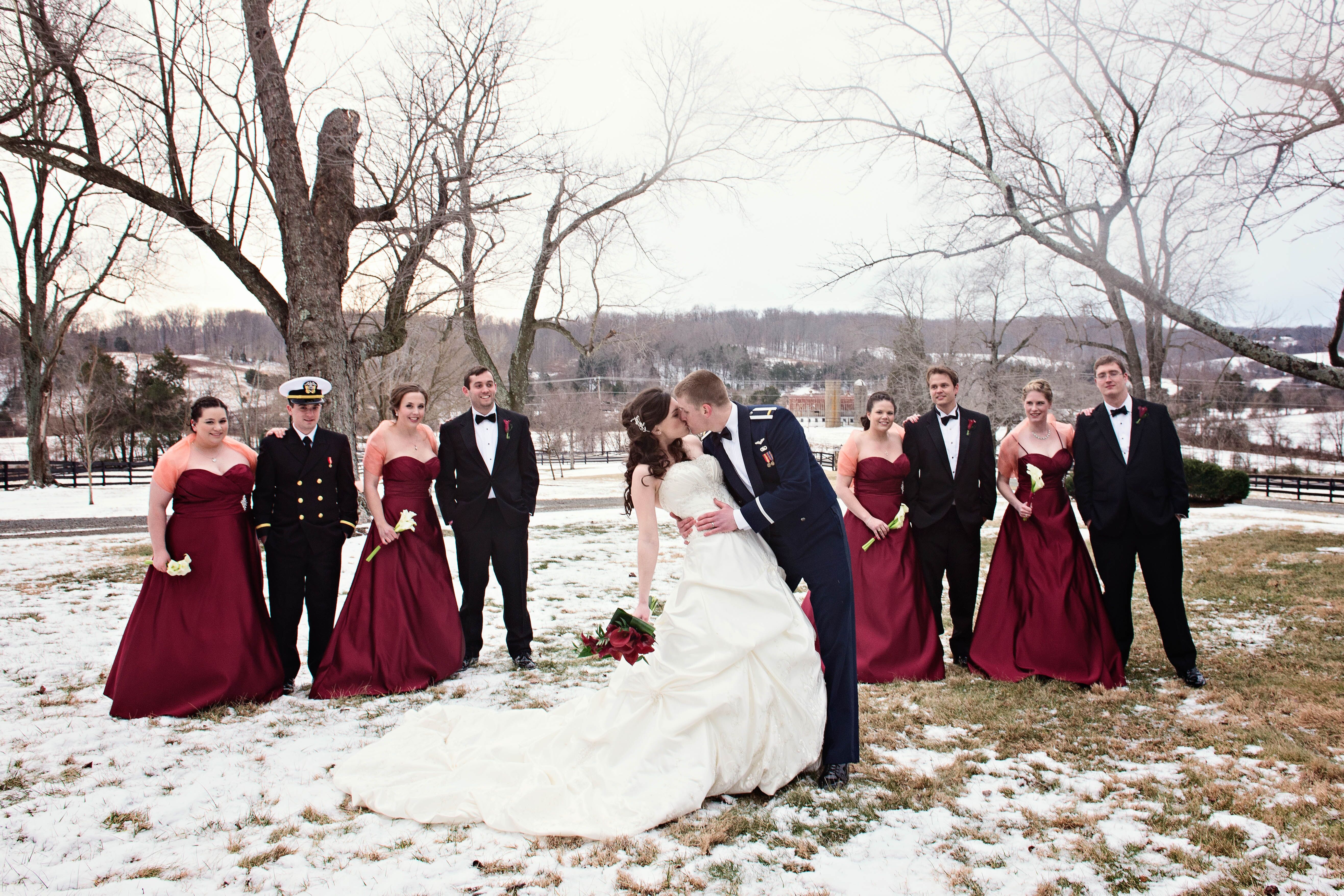 winter wedding party