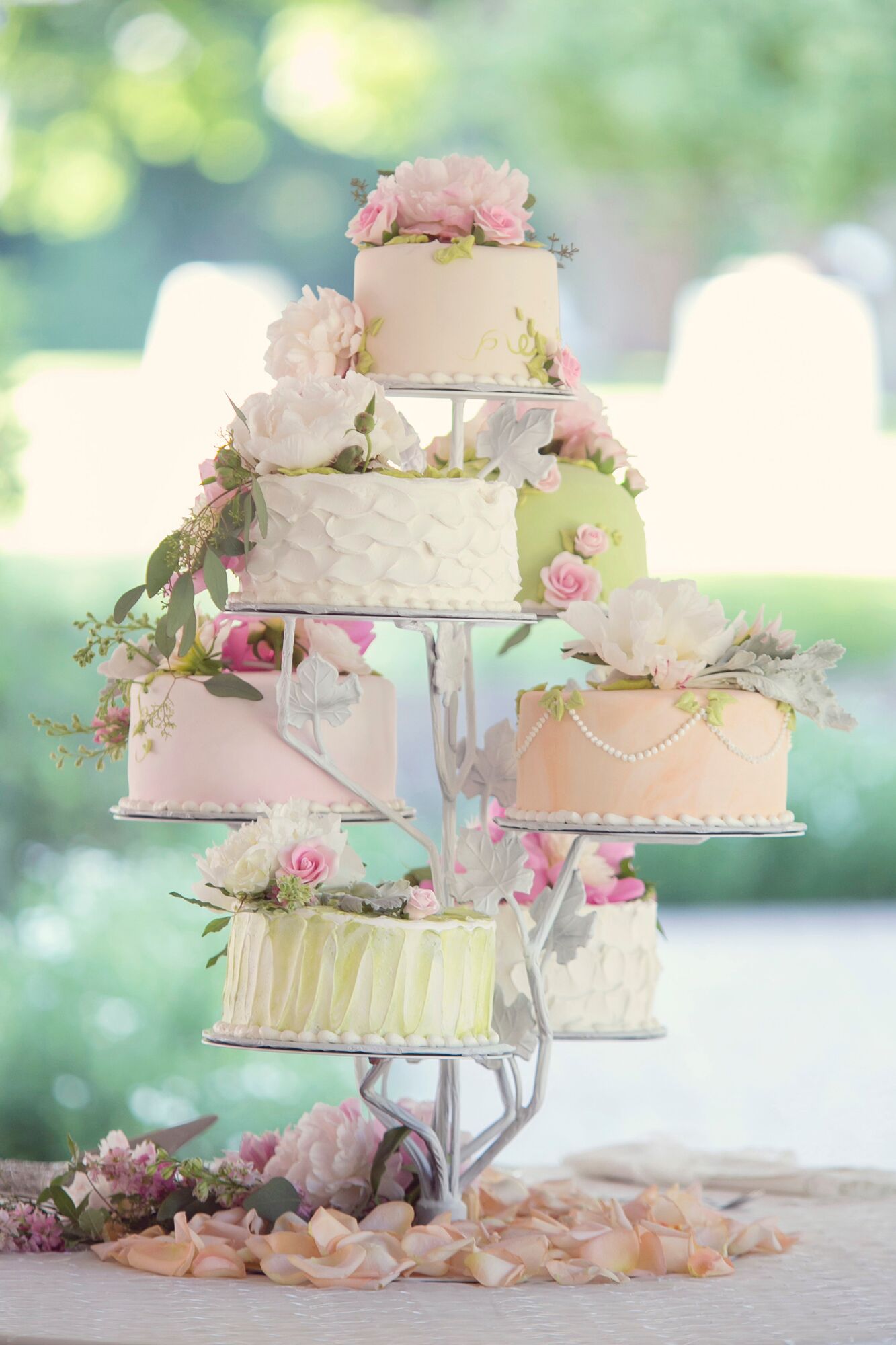 Pastel-Colored Buttercream Wedding Cake Tiers