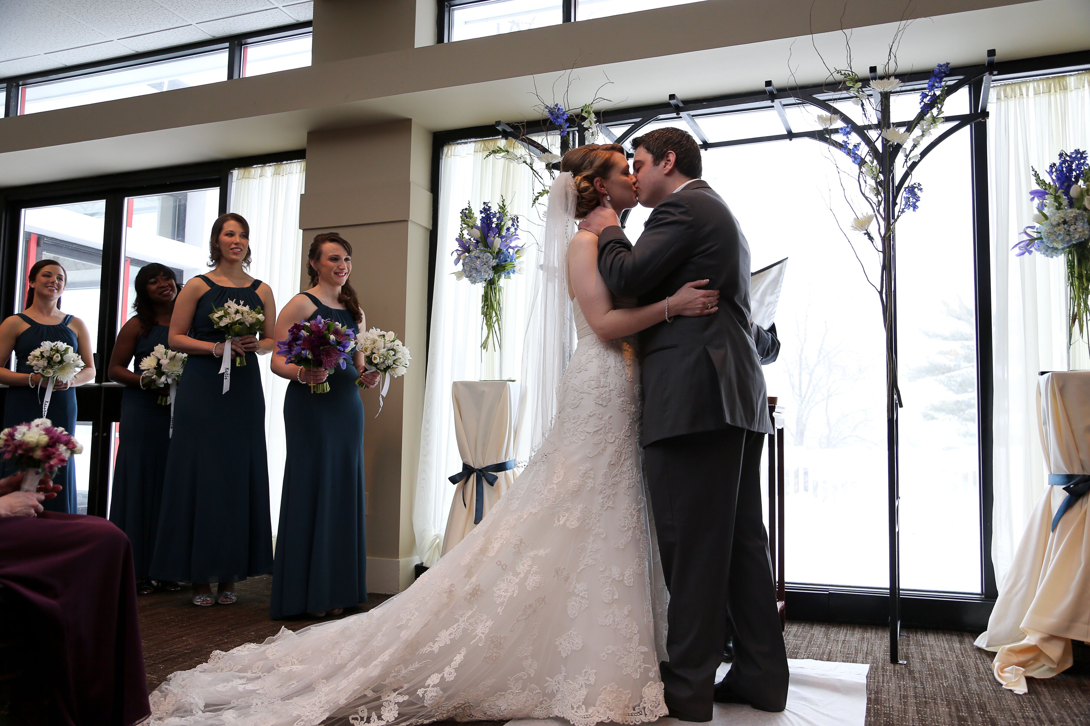 First Kiss At Ipswich Country Club Winter Wedding