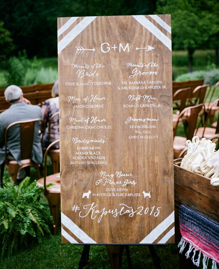 Wood Wedding Program with Social Media Hashtag