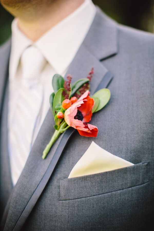 Red Bridal Bouquet with Anemones, Garden Roses and Dahlias