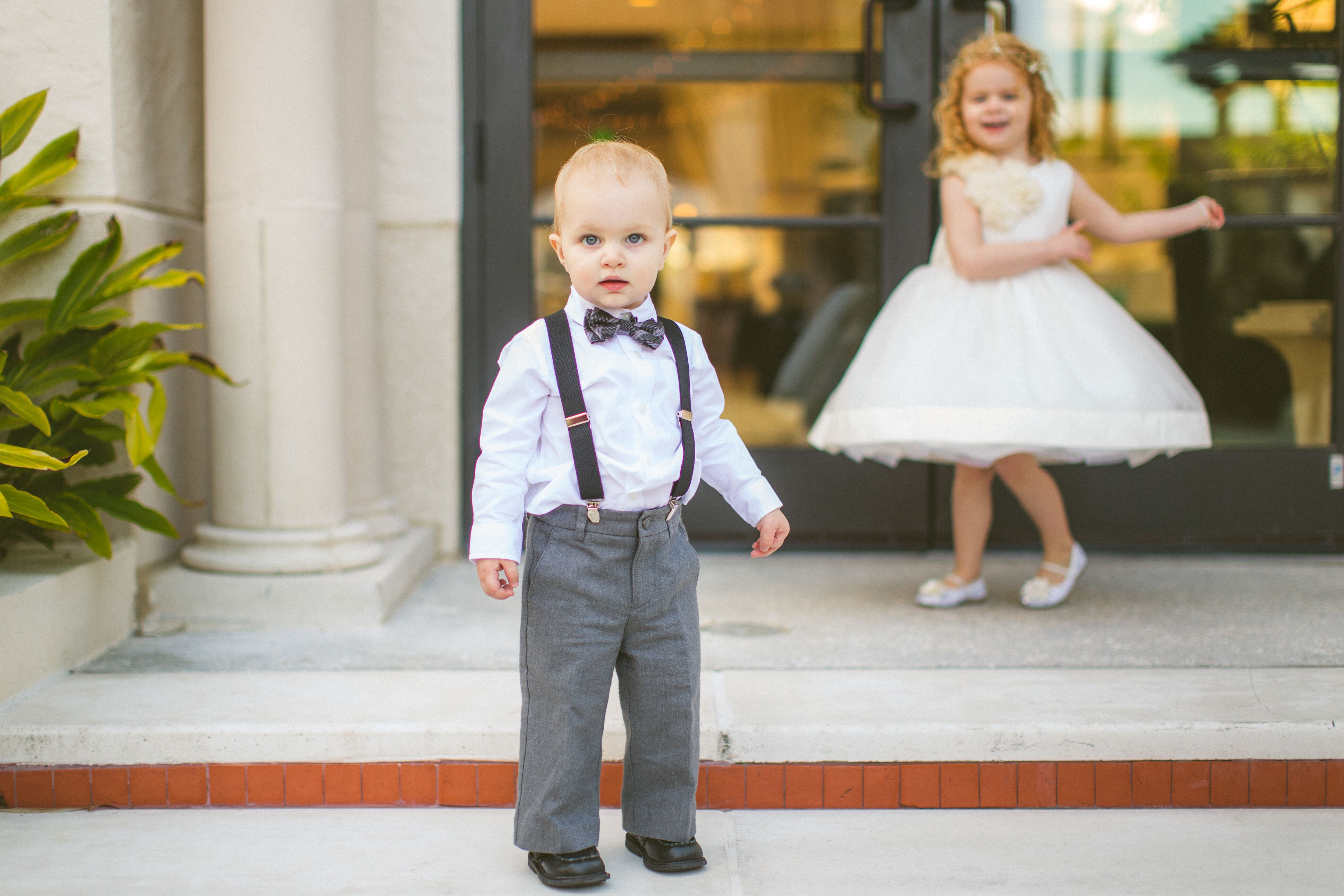 Ring Bearer in Suspenders and Bow Tie