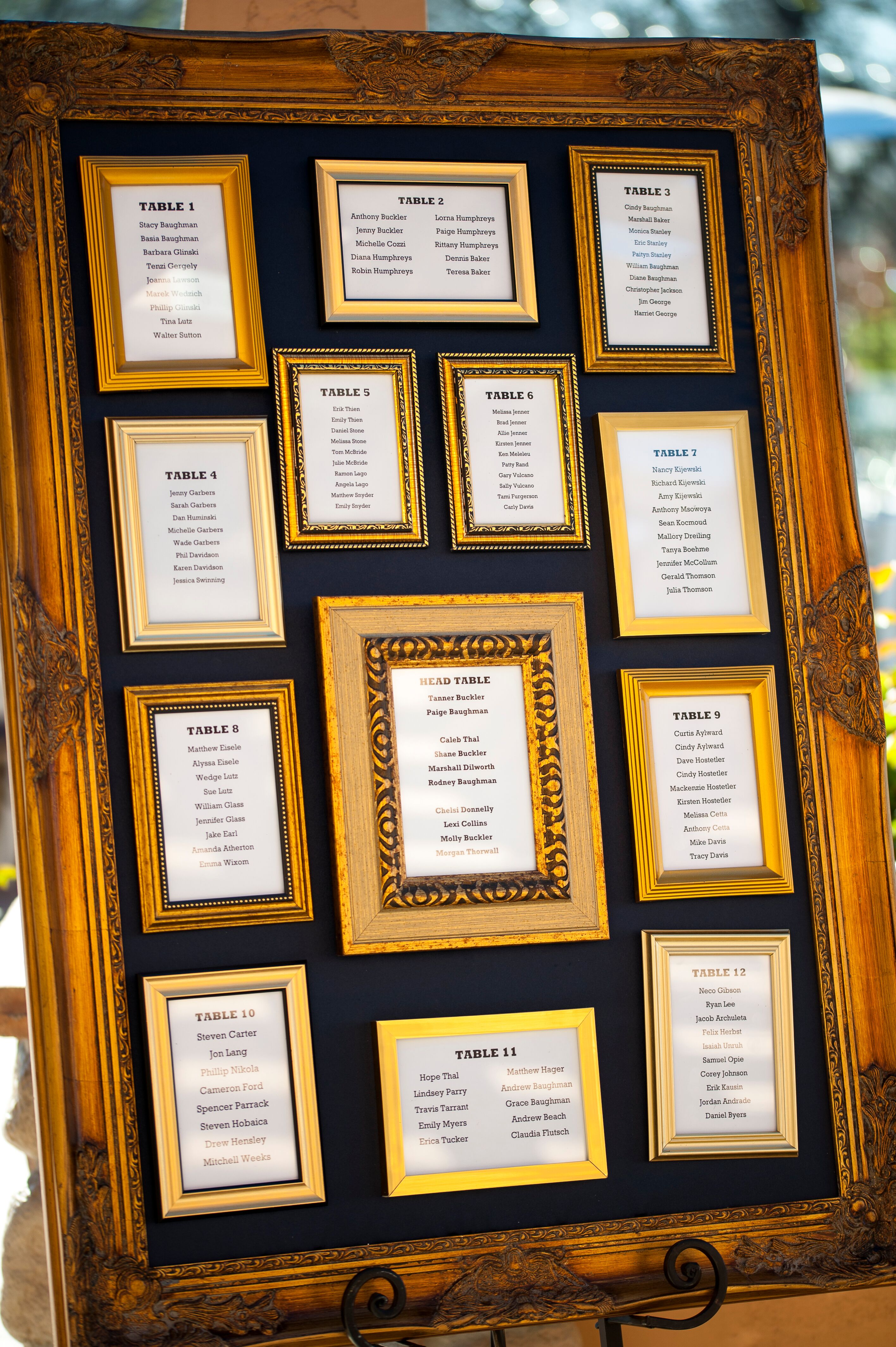Vintage Gold Framed Seating Chart