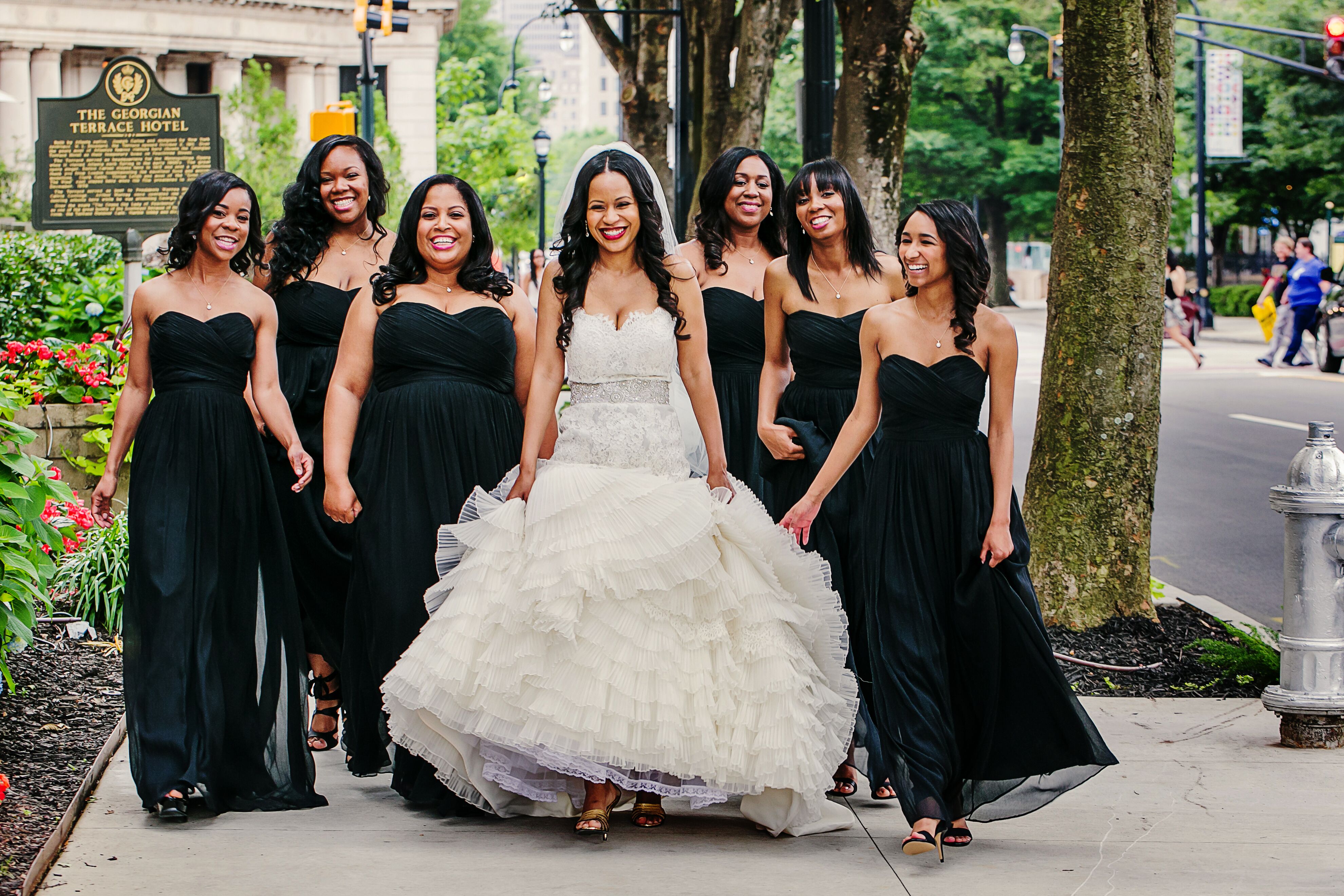 Black dress bridal hot sale party