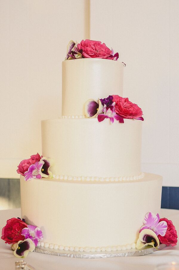 Fuchsia Garden Rose, Calla Lily and Purple Stock Bridal Bouquet